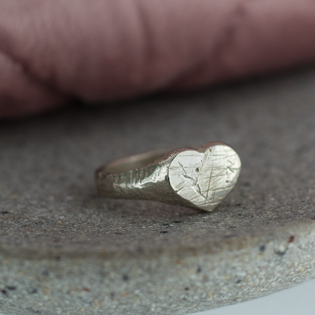 Heart Signet Ring in Sterling Silver