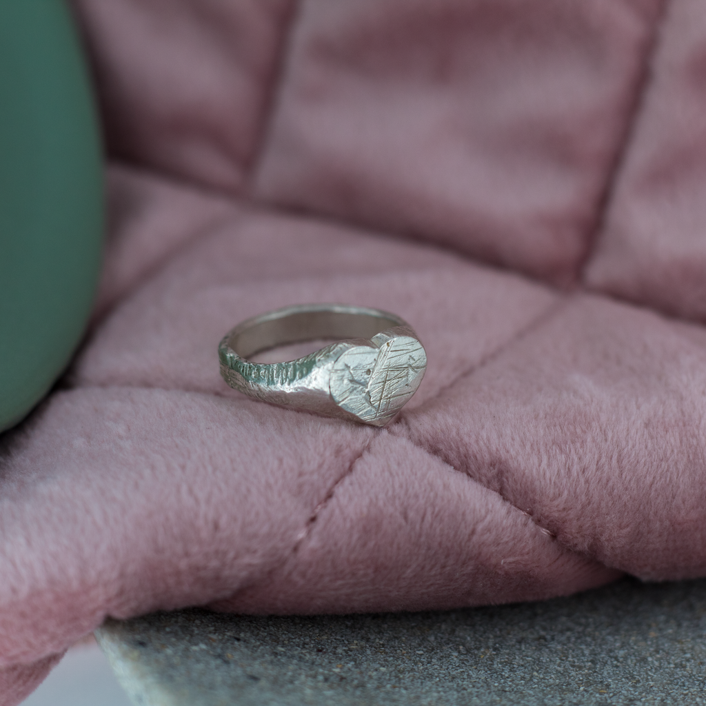 Heart Signet Ring in Sterling Silver