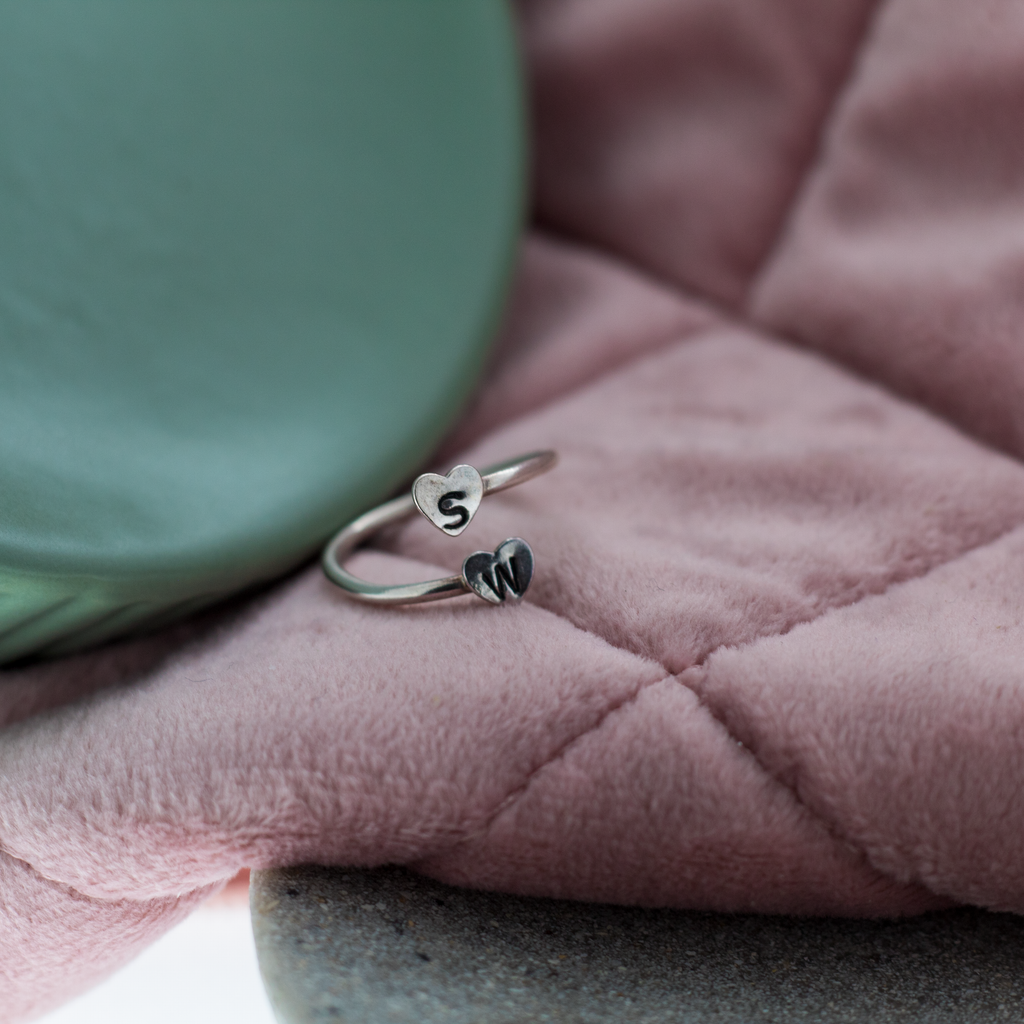 Mini Heart Wrap Ring in Sterling Silver