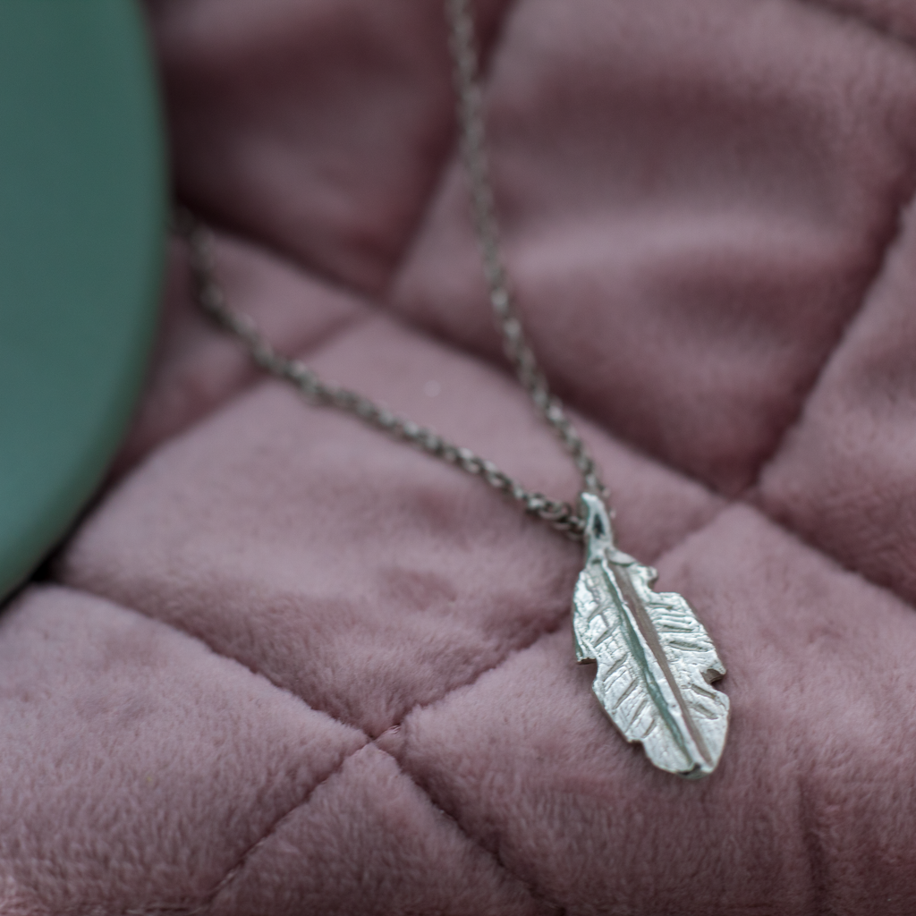 Recycled Sterling Silver Feather Necklace