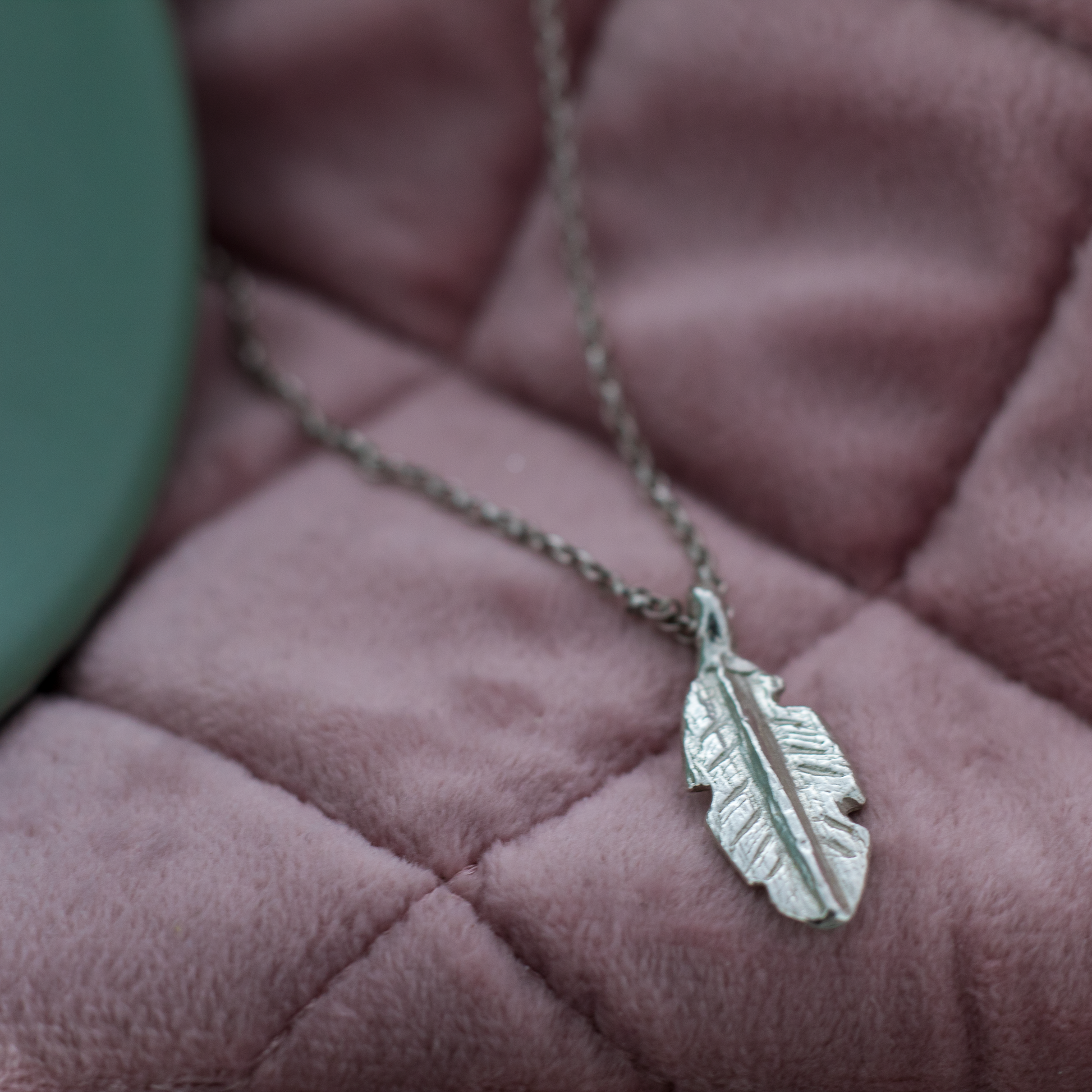 Recycled Sterling Silver Feather Necklace