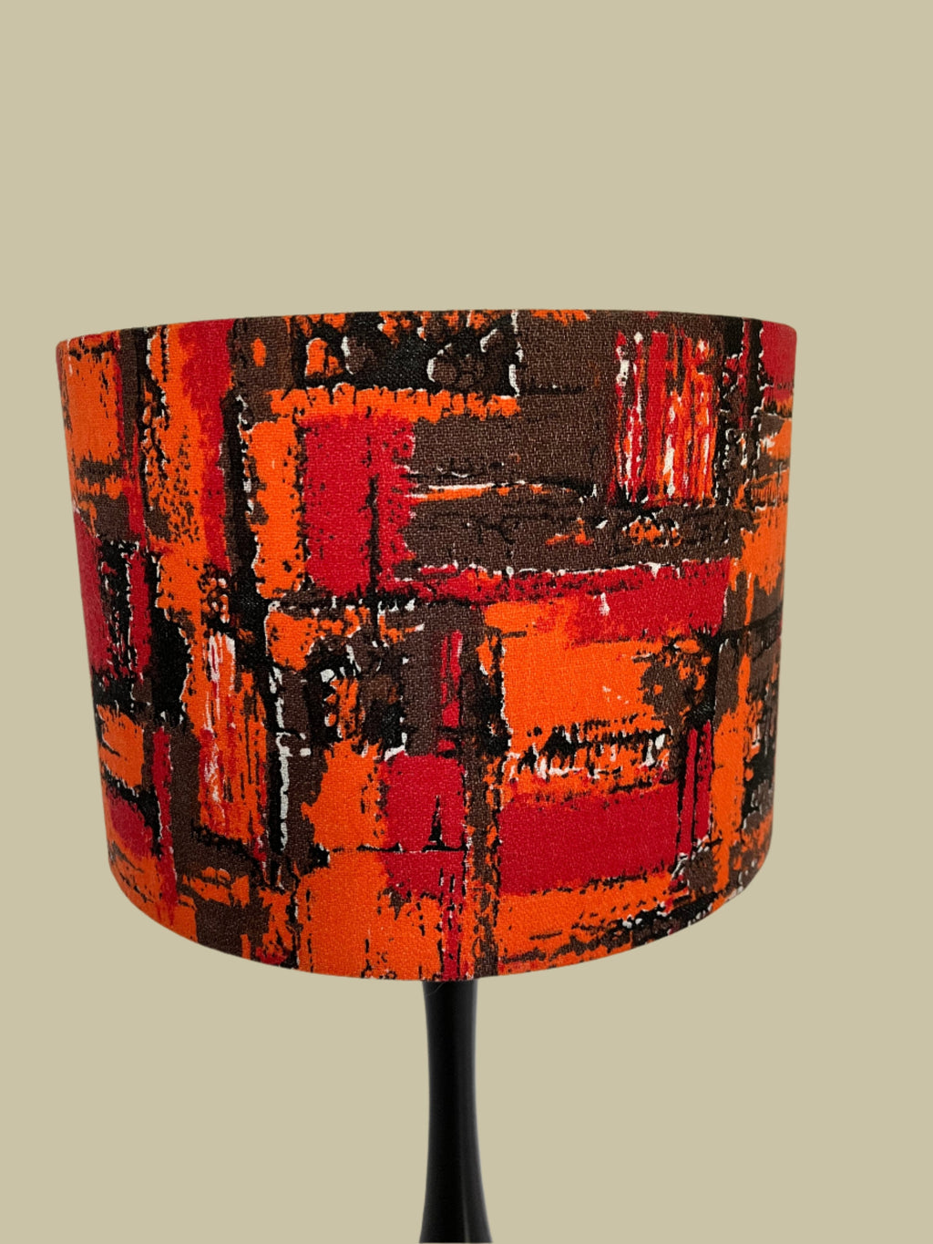 Vintage mid - century fabric Lampshade - 21 h x 30 d cm