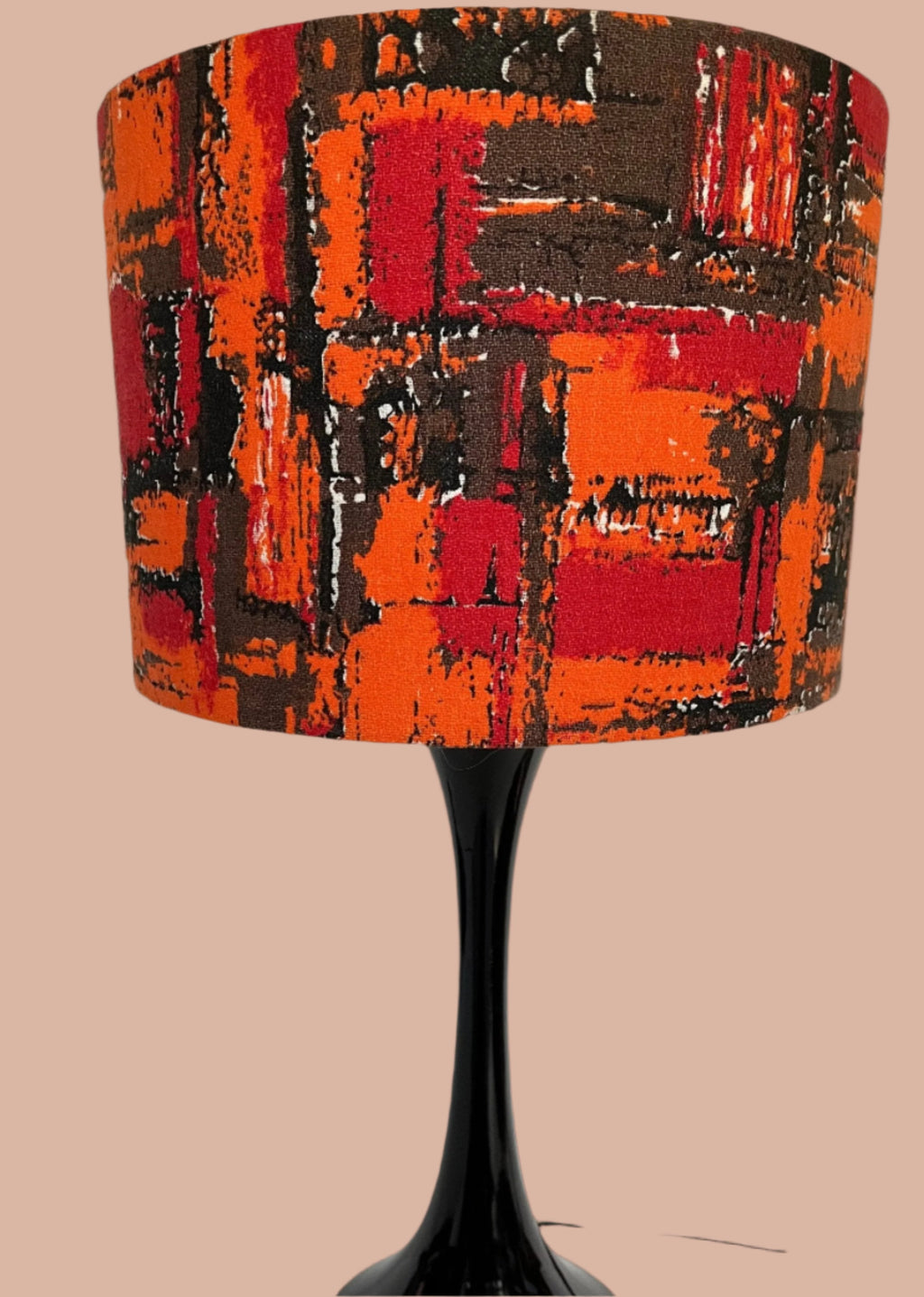 Vintage mid - century fabric Lampshade - 21 h x 30 d cm