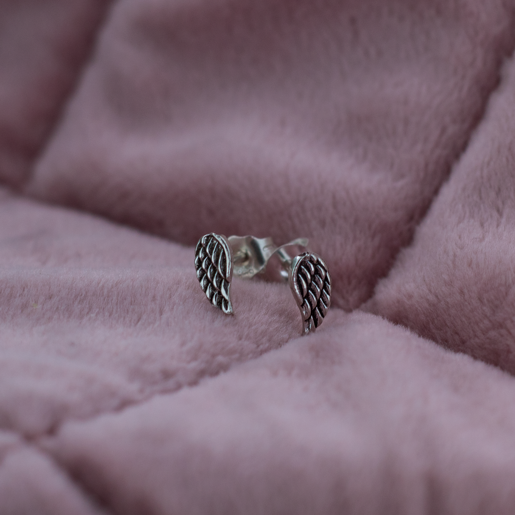 Sterling Silver Angel Wing Studs