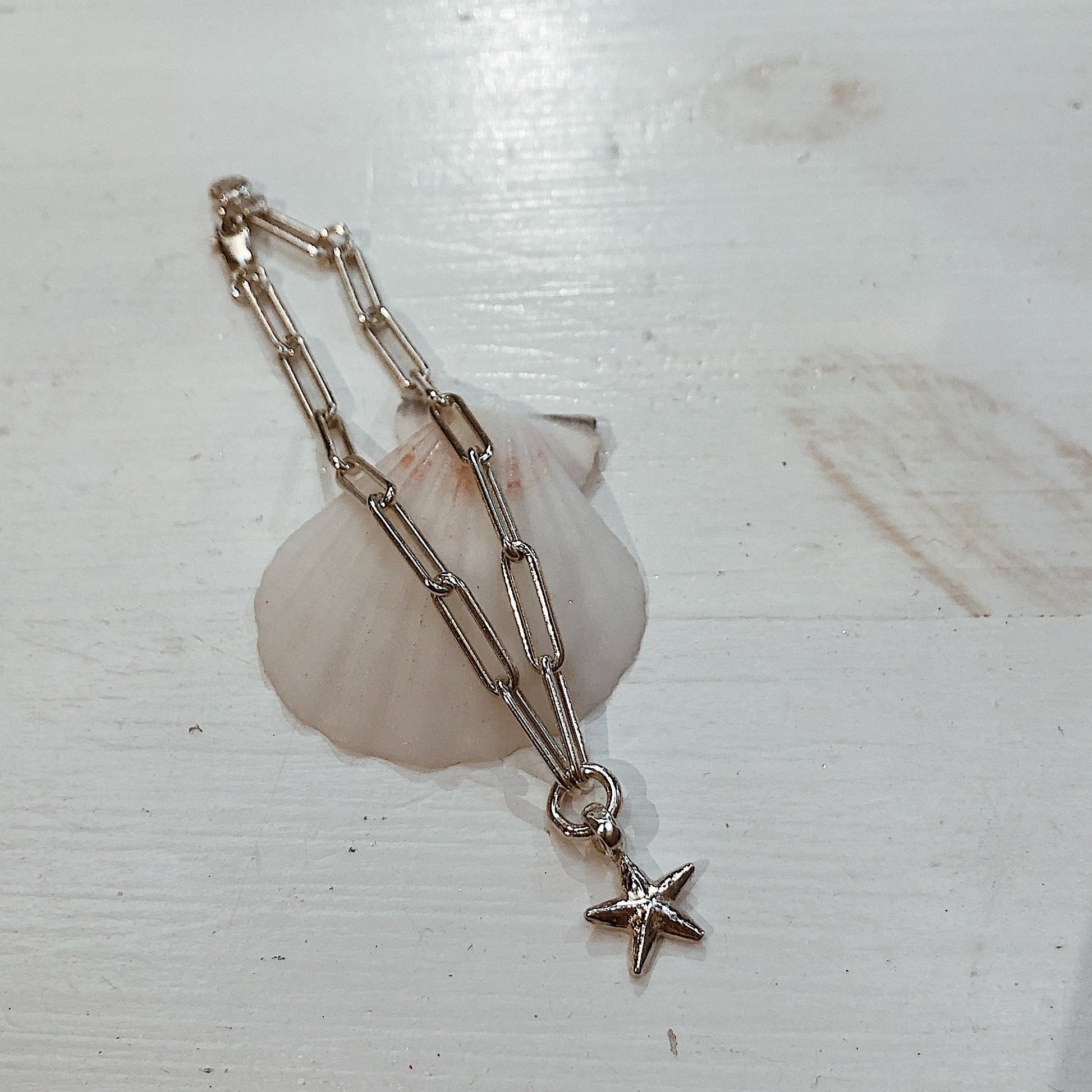 Starfish Trace Chain Bracelet in Recycled Sterling Silver