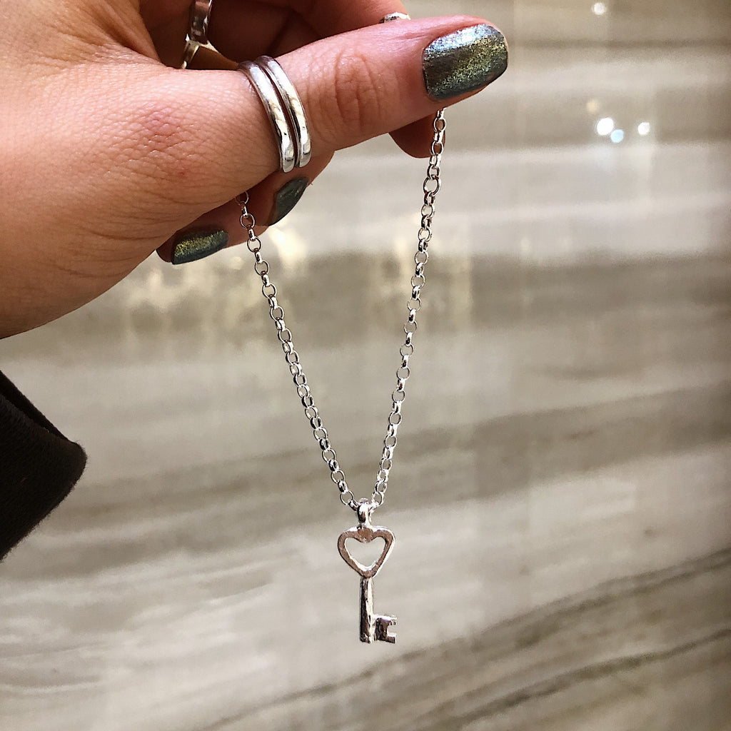 Key to My Heart Sterling Silver Chain Bracelet