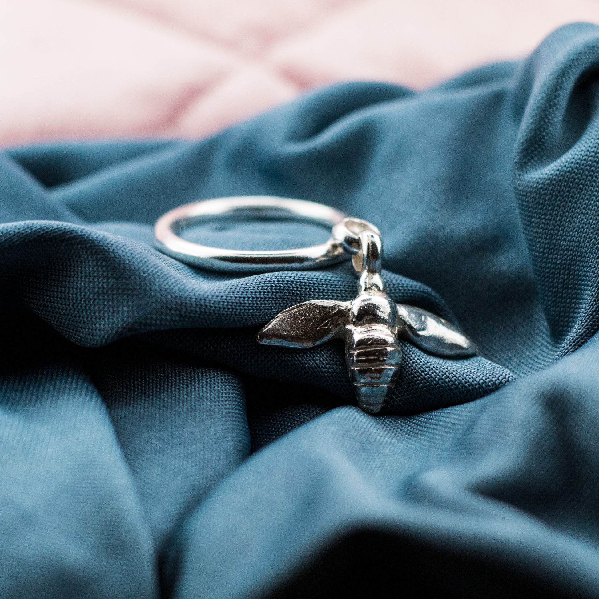 Honey Bee Dangle Ring in Sterling Silver