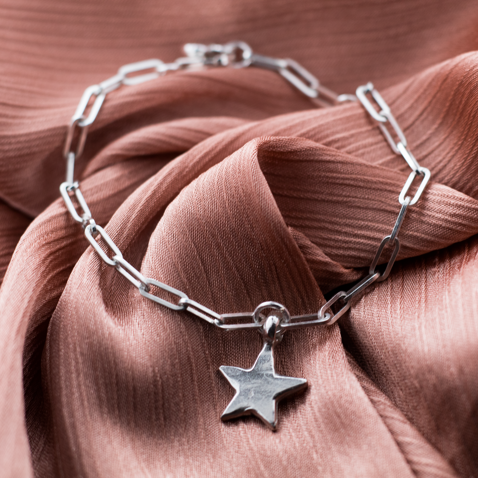 Star Trace Sterling Silver Chain Bracelet