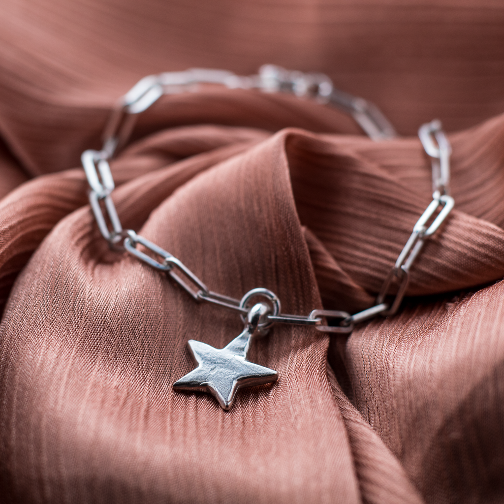 Star Trace Sterling Silver Chain Bracelet