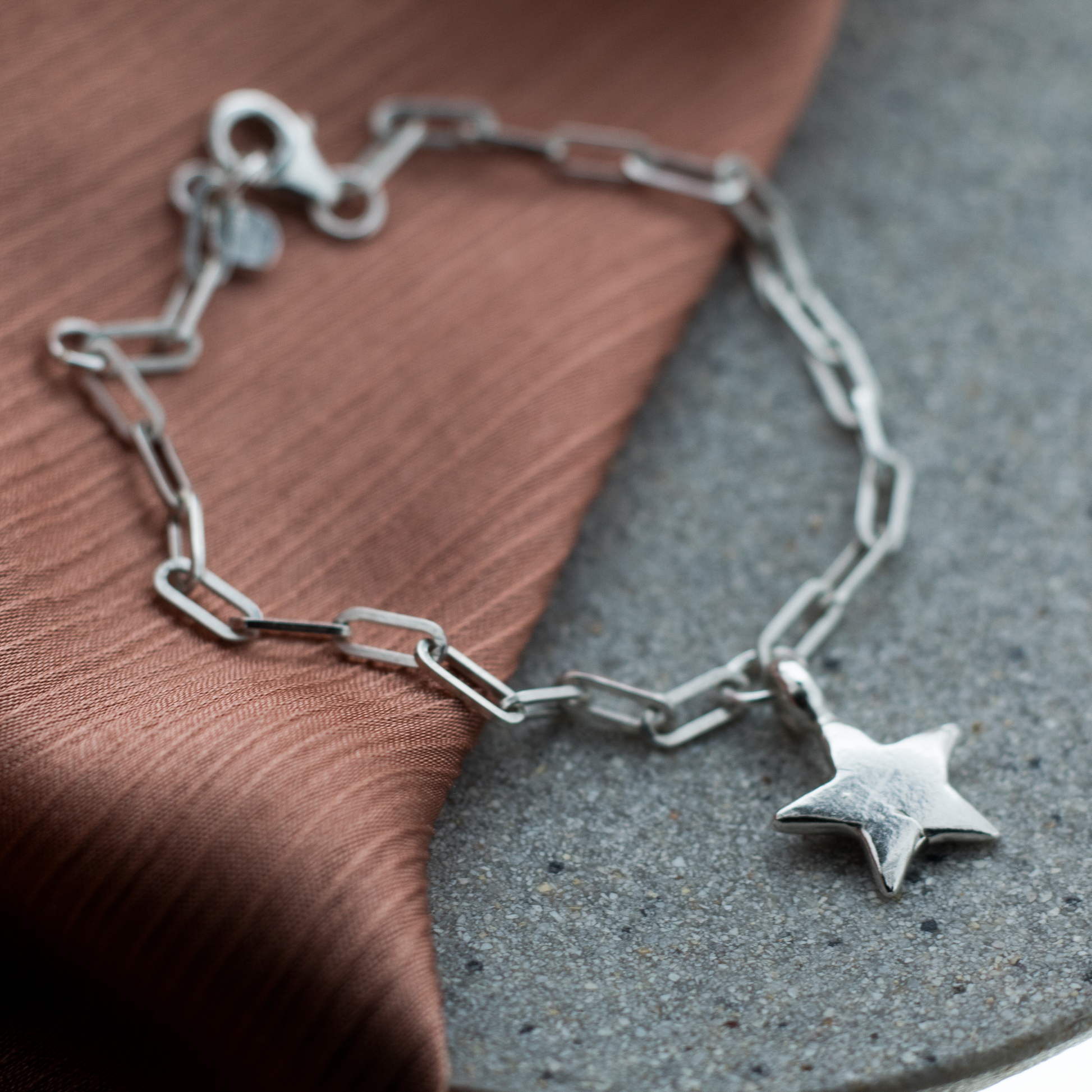 Star Trace Sterling Silver Chain Bracelet