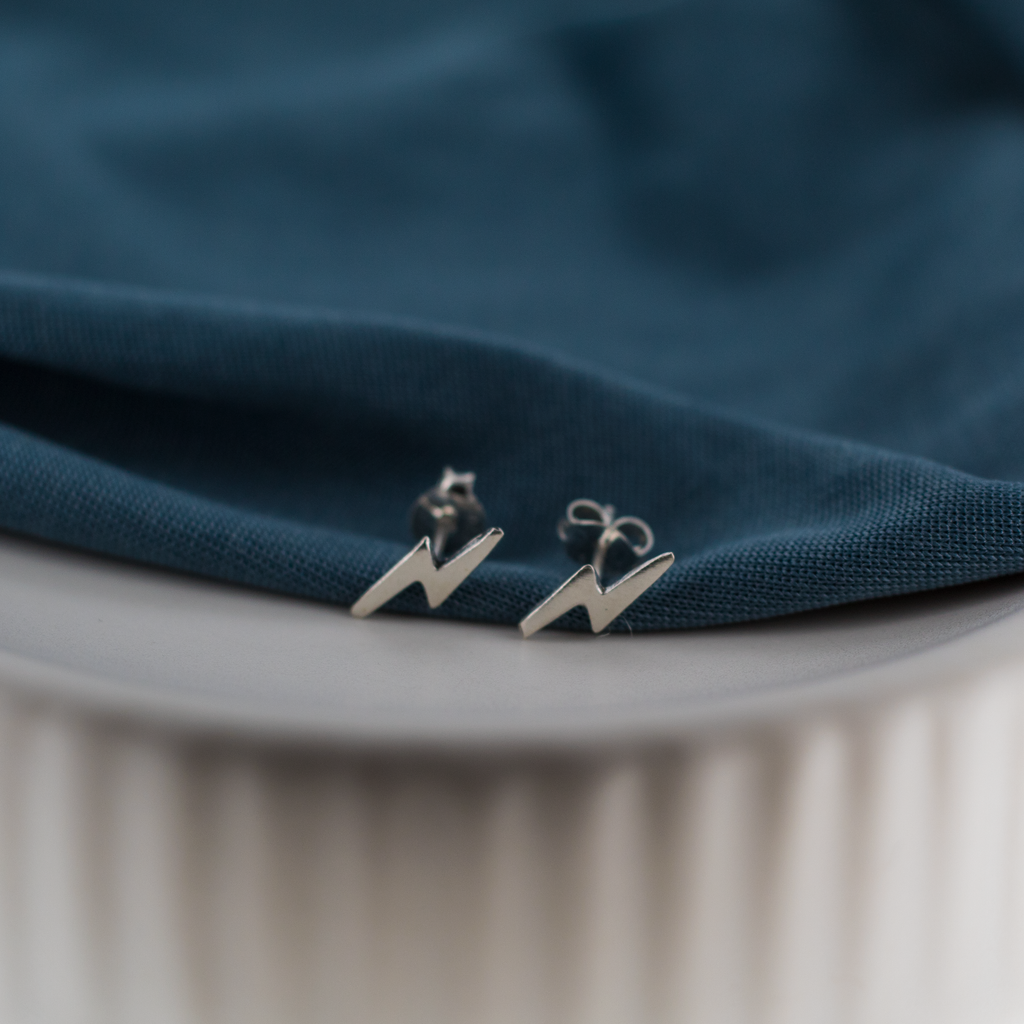 Lightning Bolt Sterling Silver Studs