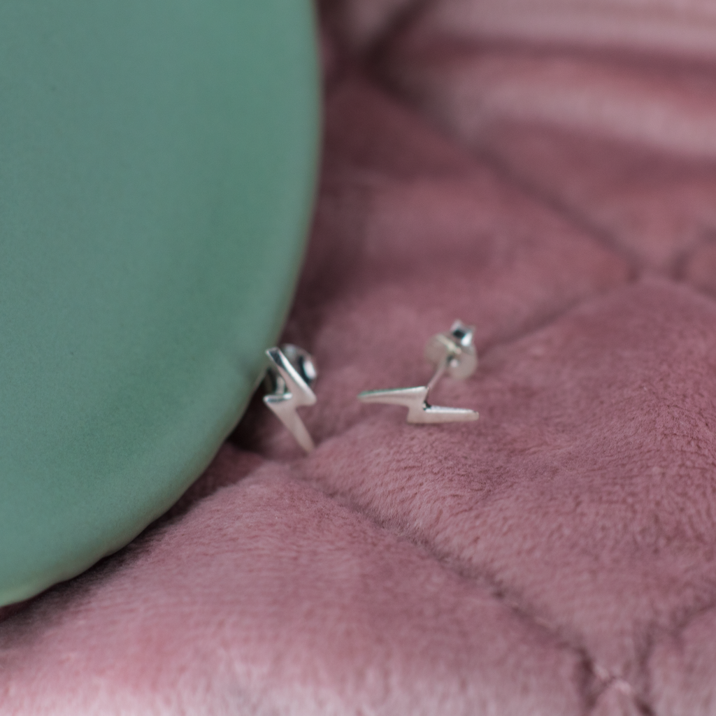 Lightning Bolt Sterling Silver Studs