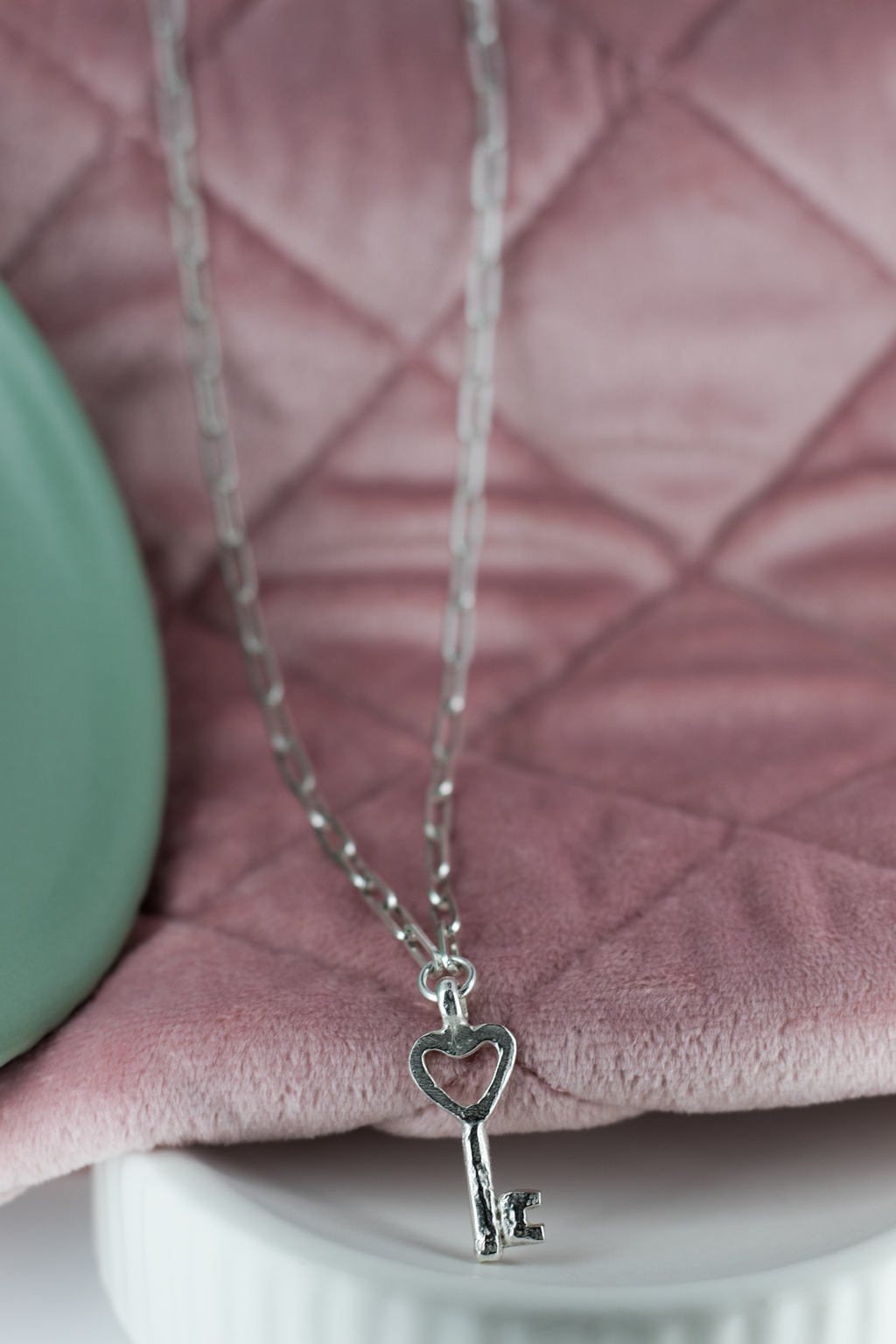 Key to My Heart Trace Chain Necklace in Sterling Silver