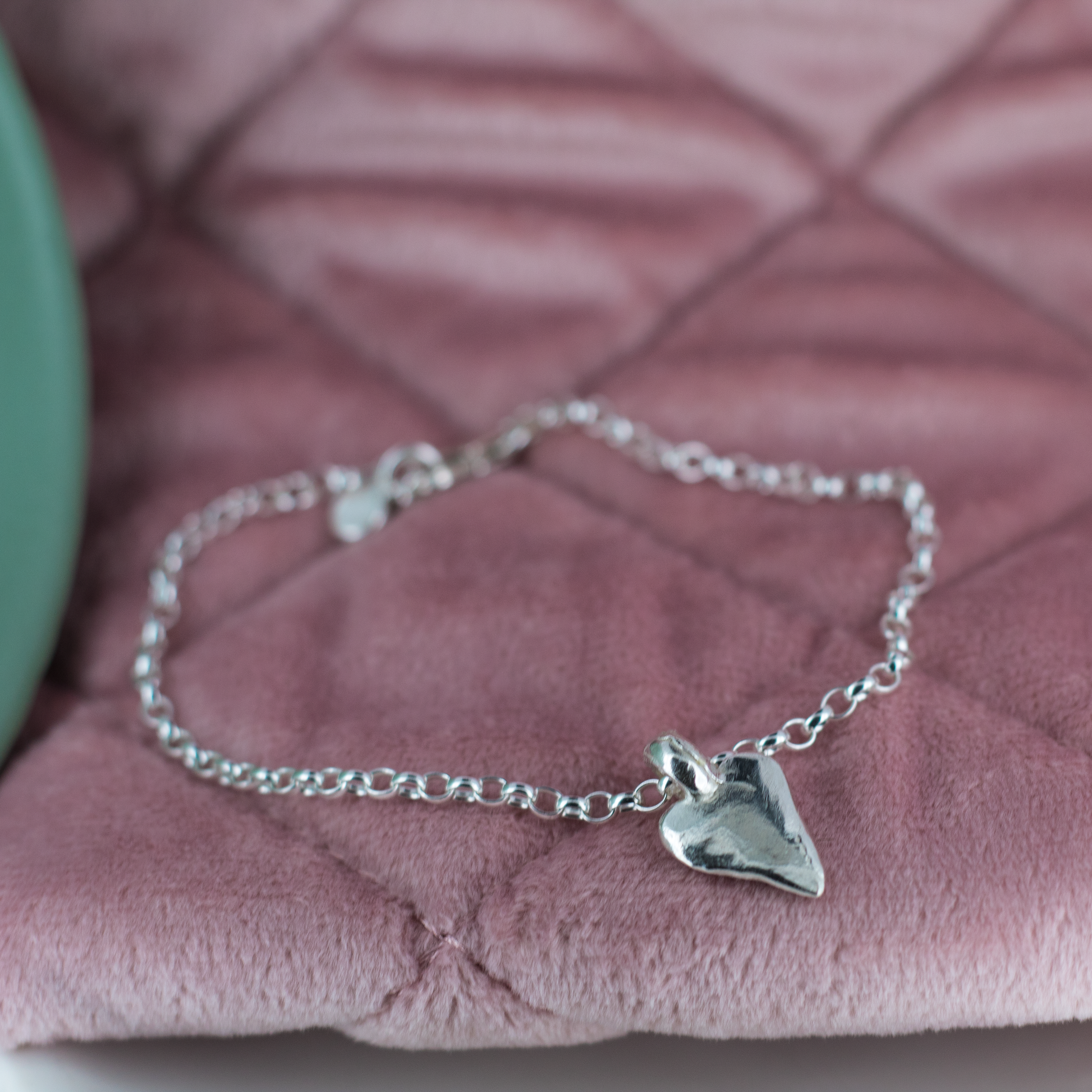 Sterling Silver Heart Chain Anklet