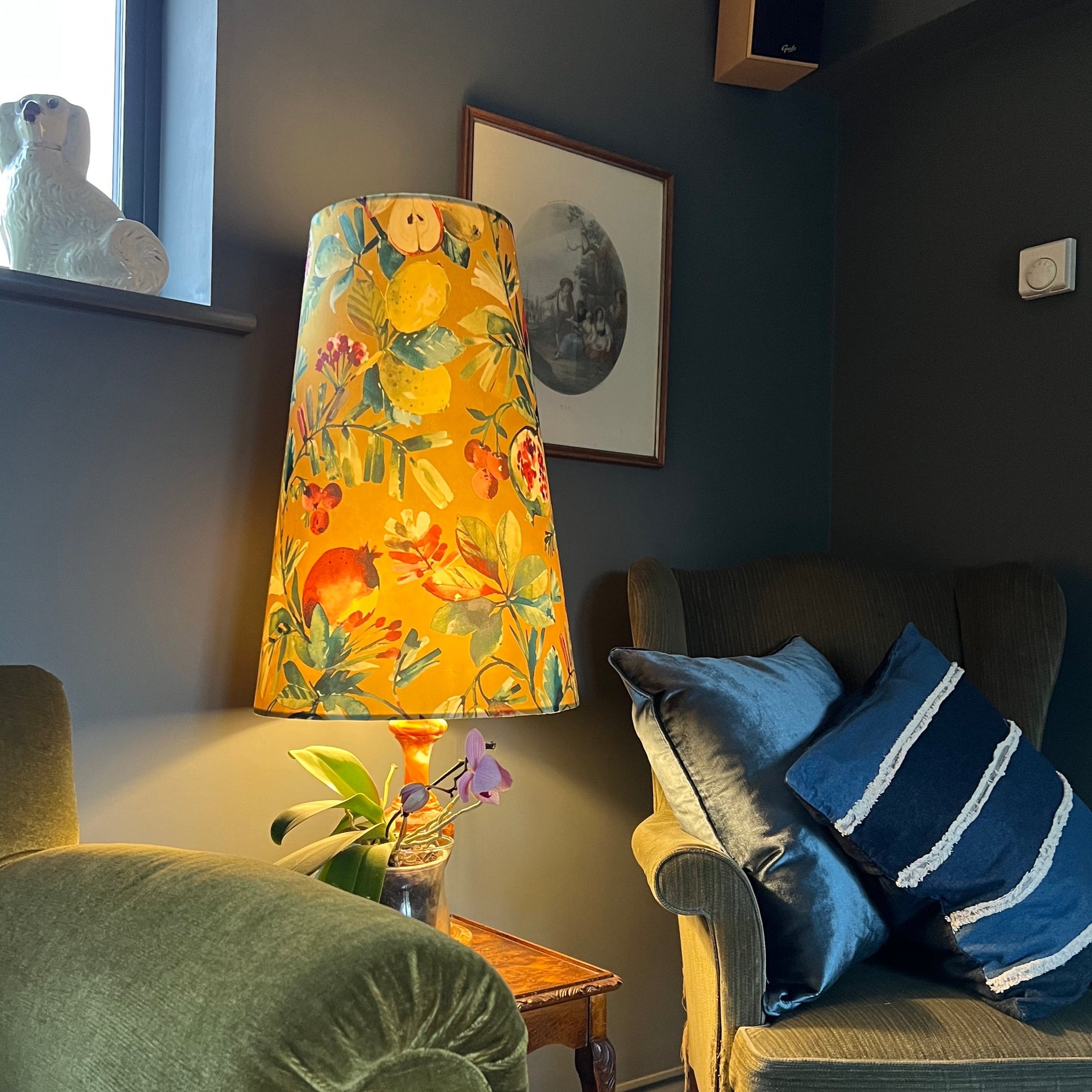 Fruta fig Velvet cone lampshade, extra tall lampshade, Gold