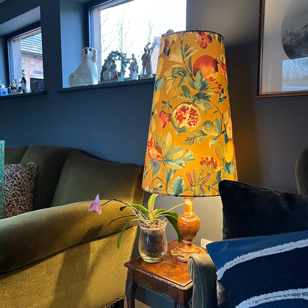 Fruta fig Velvet cone lampshade, extra tall lampshade, Gold