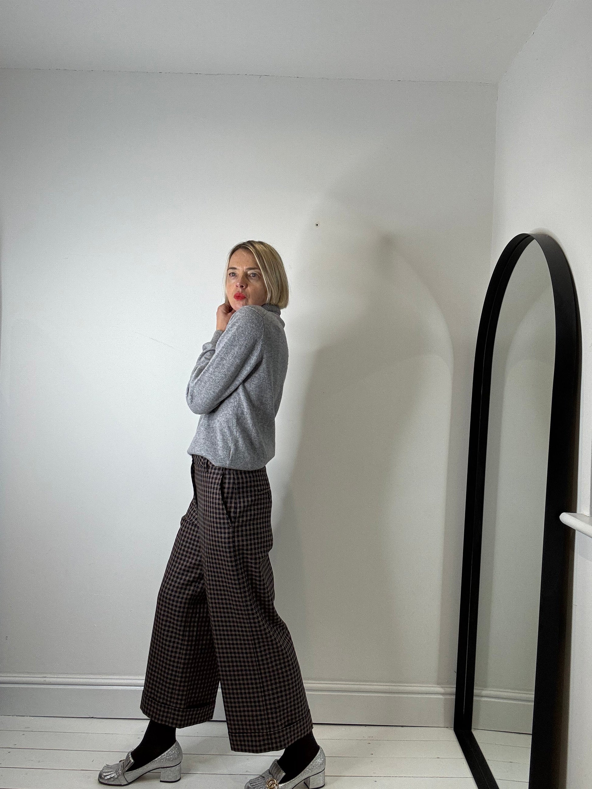 Grey Marl Cashmere Roll Neck Jumper