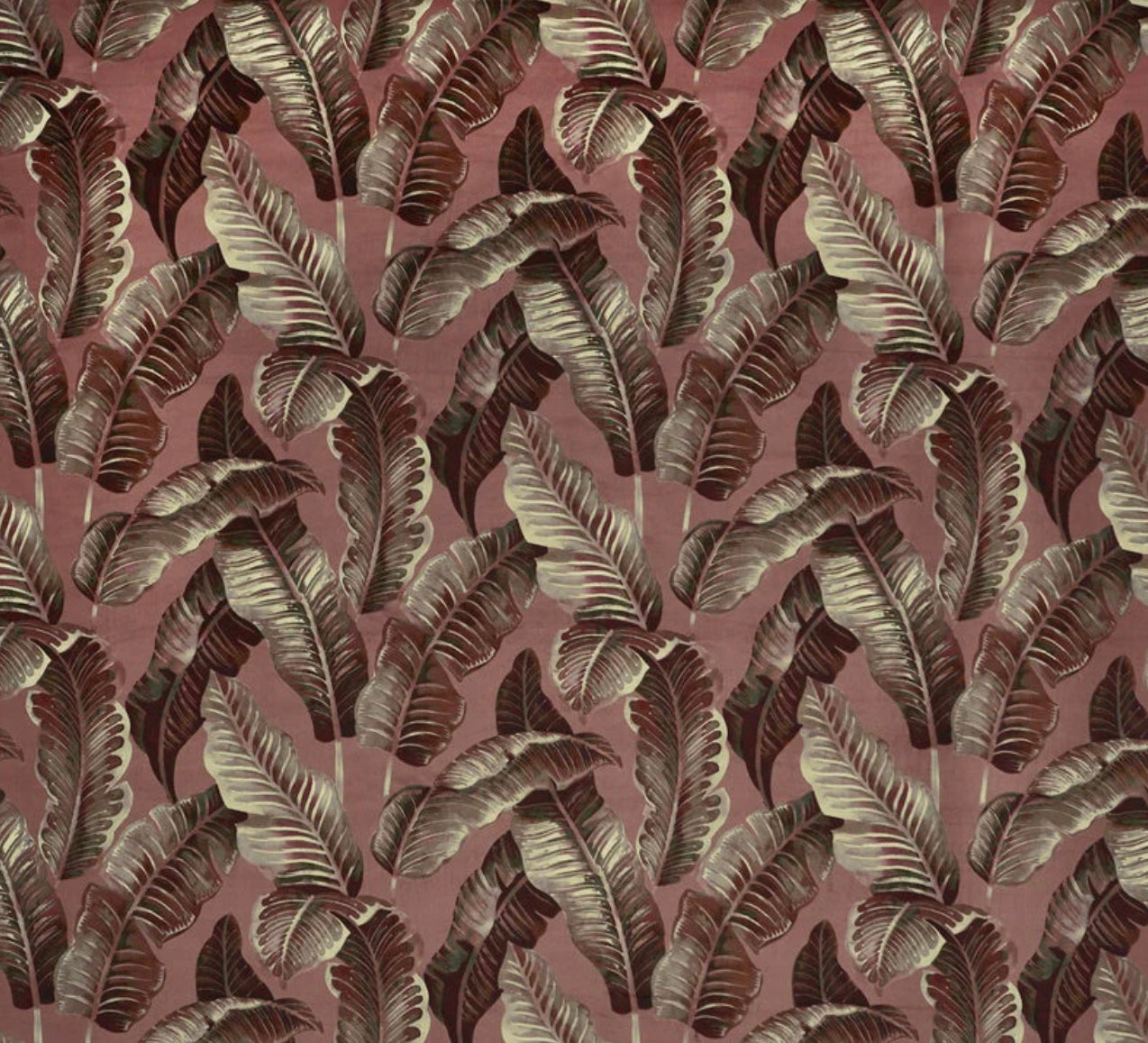 Pink leaves velvet, drum lampshade /ceiling shade with a white lining