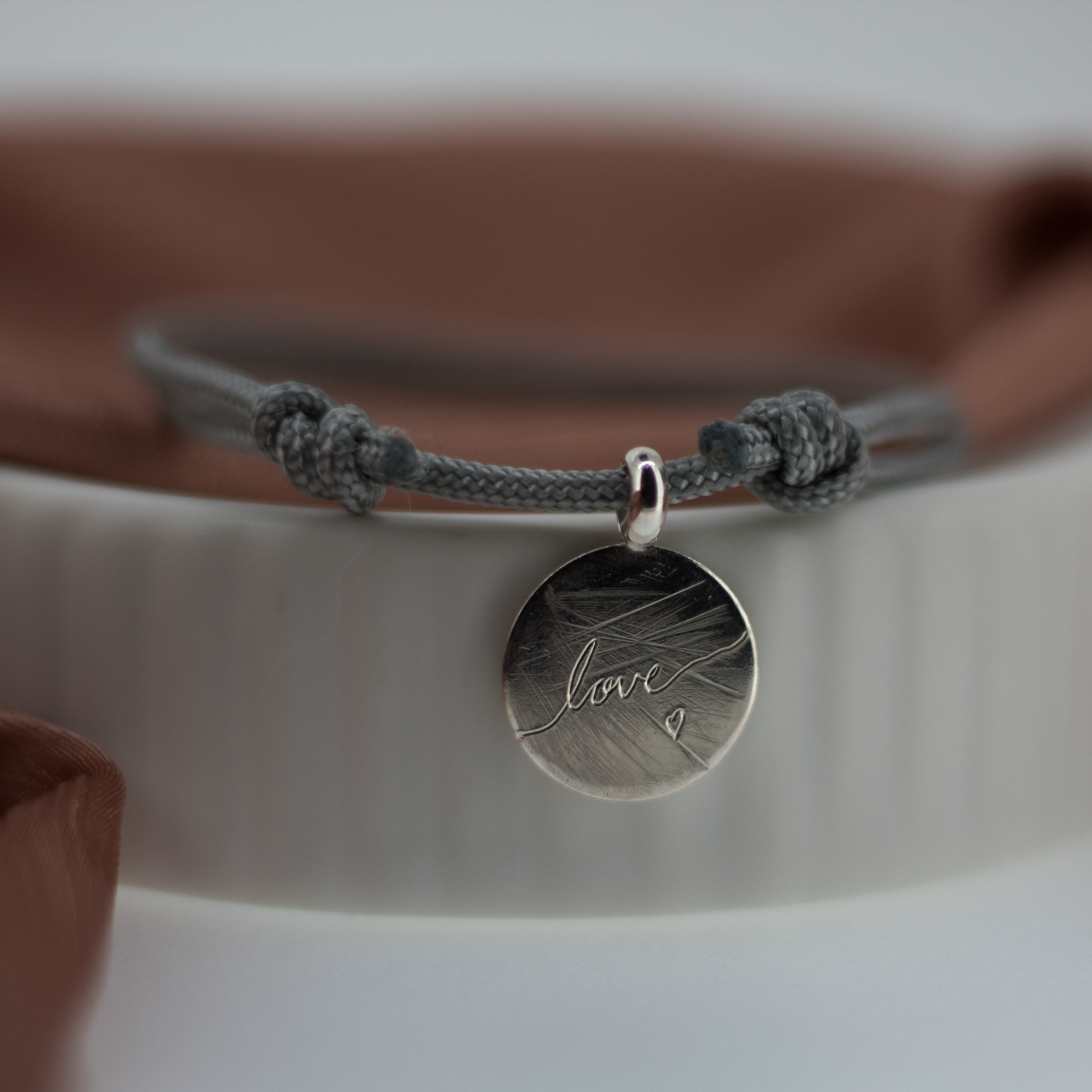 Love Disc Rope Bracelet in Sterling Silver