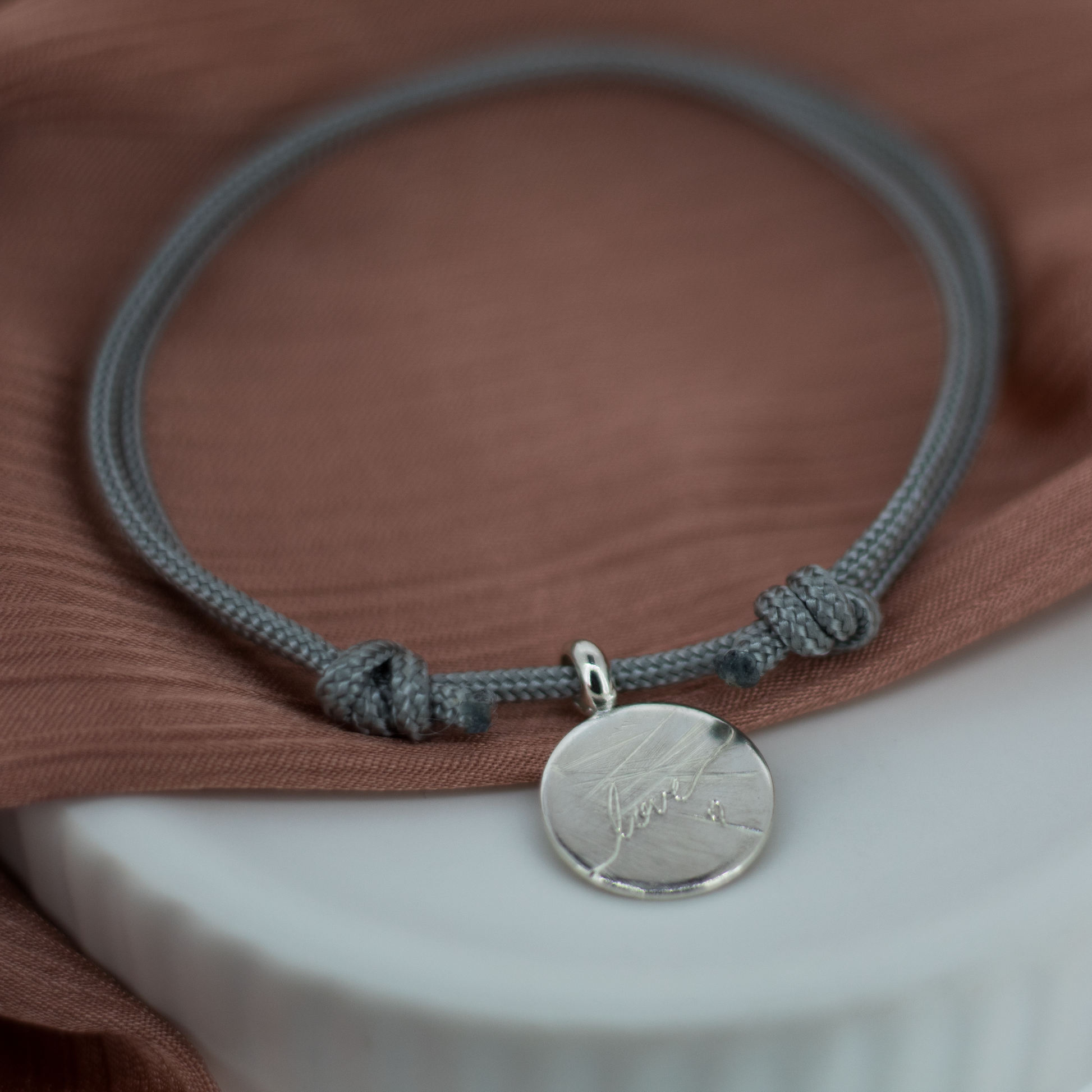 Love Disc Rope Bracelet in Sterling Silver