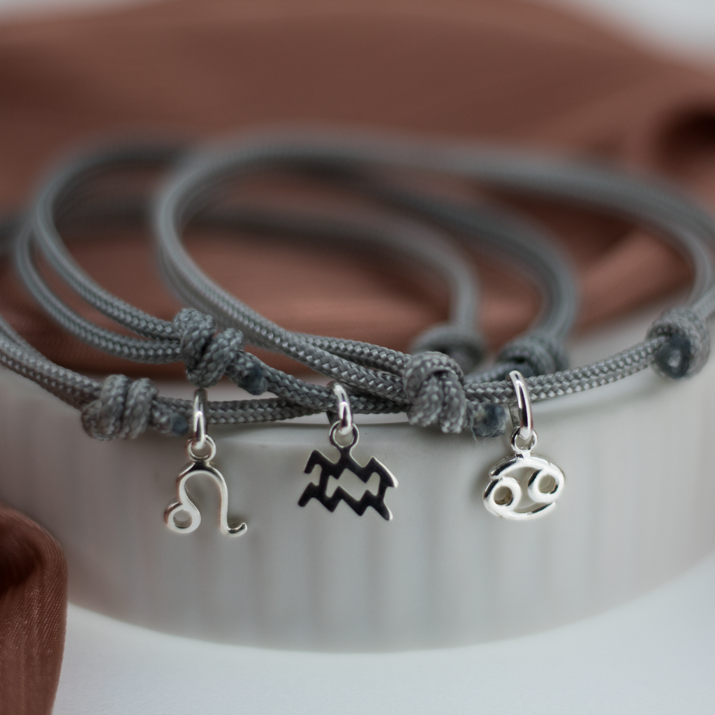 Handmade Zodiac Rope Bracelet in Sterling Silver