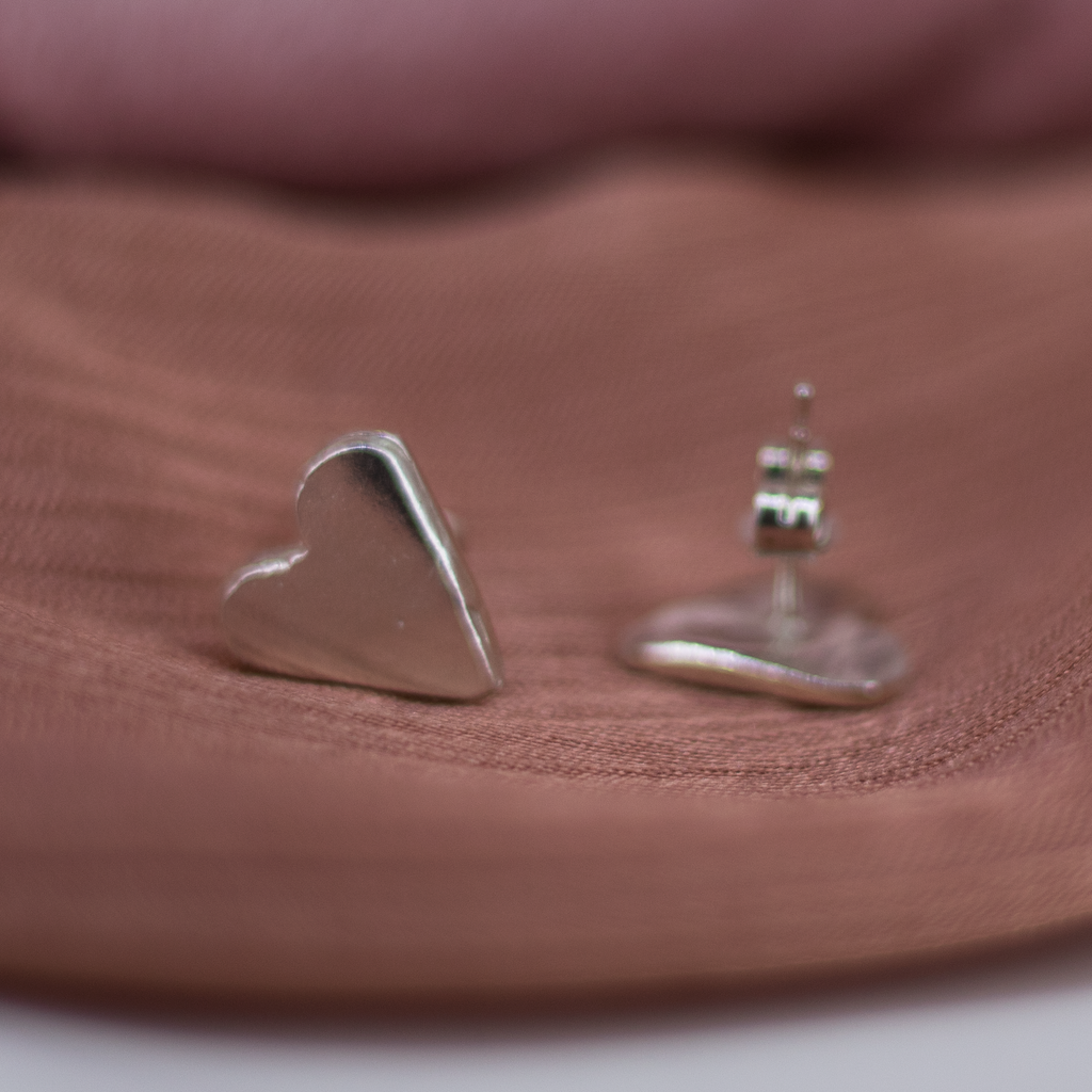 Large Heart Studs in Recycled Silver