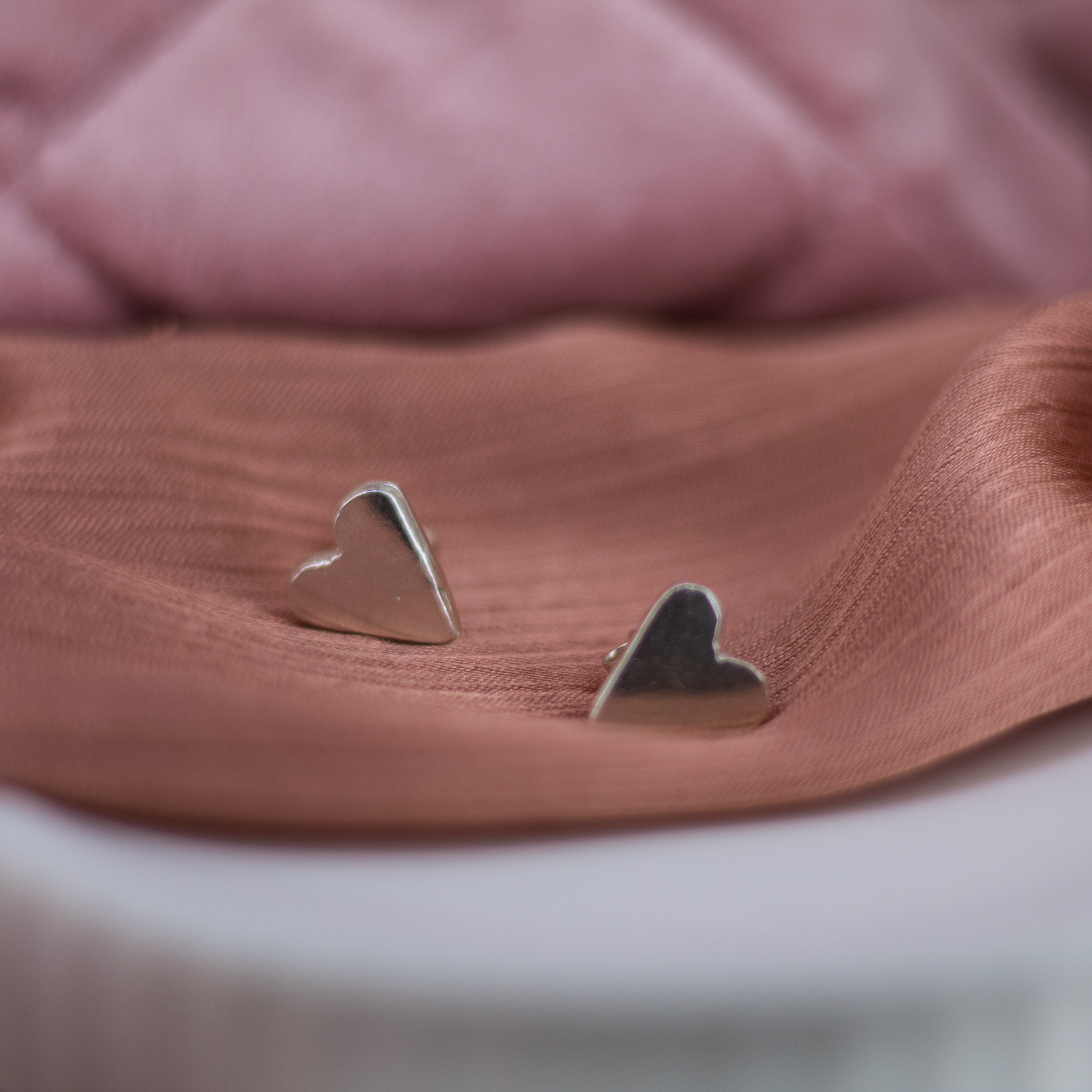 Large Heart Studs in Recycled Silver