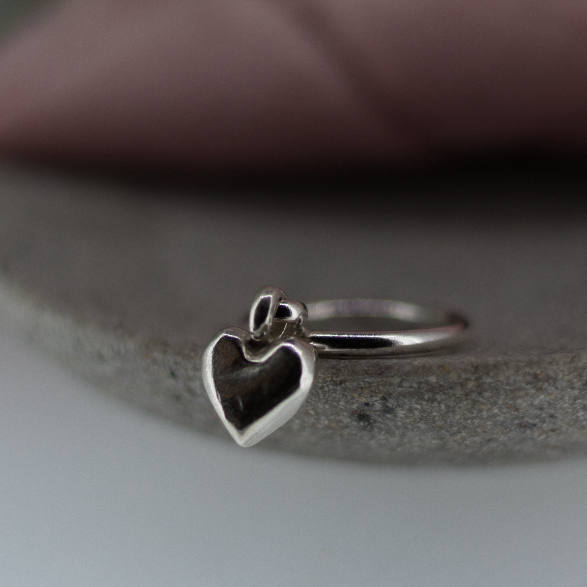 Sweet Heart Dangle Ring in Sterling Silver