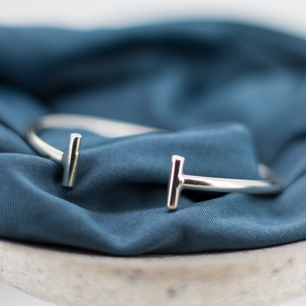Sterling Silver T Bar Cuff Bracelet