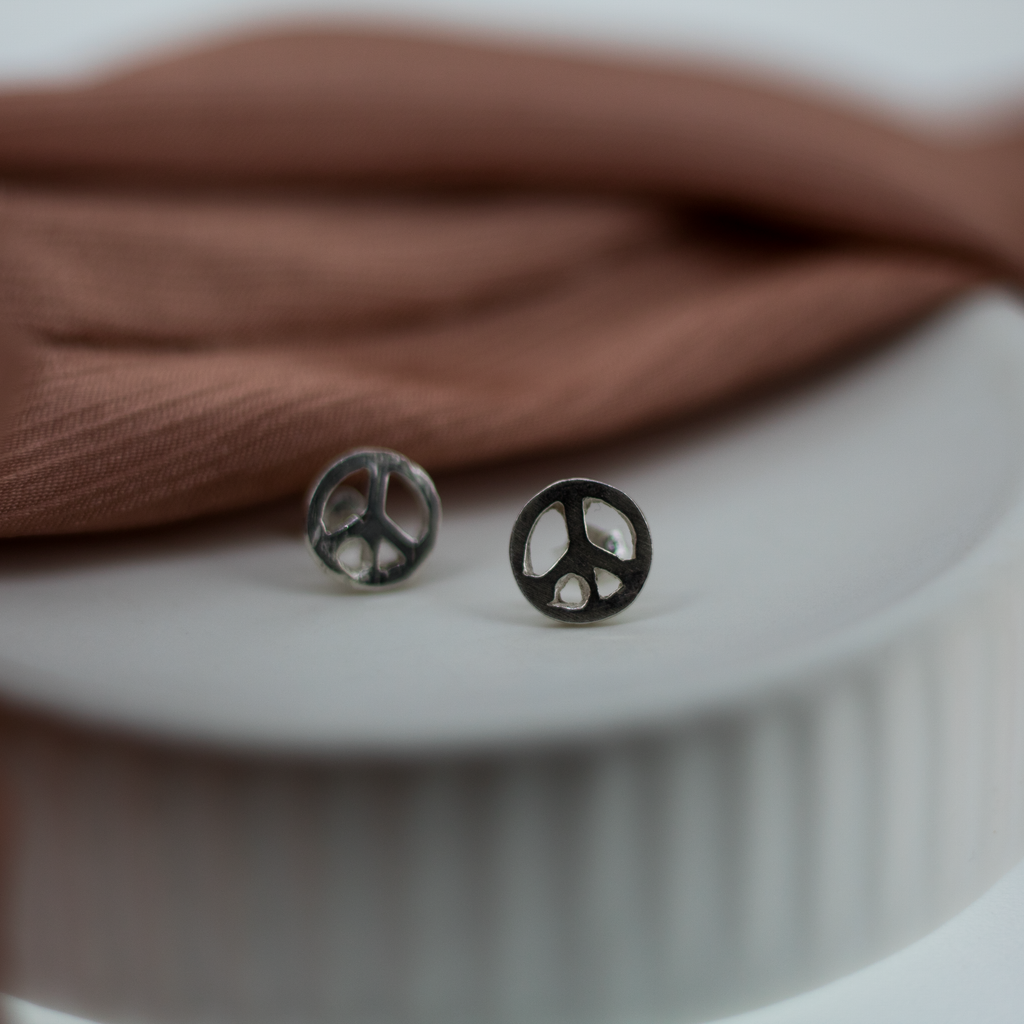 Peace Studs Sterling Silver Earrings
