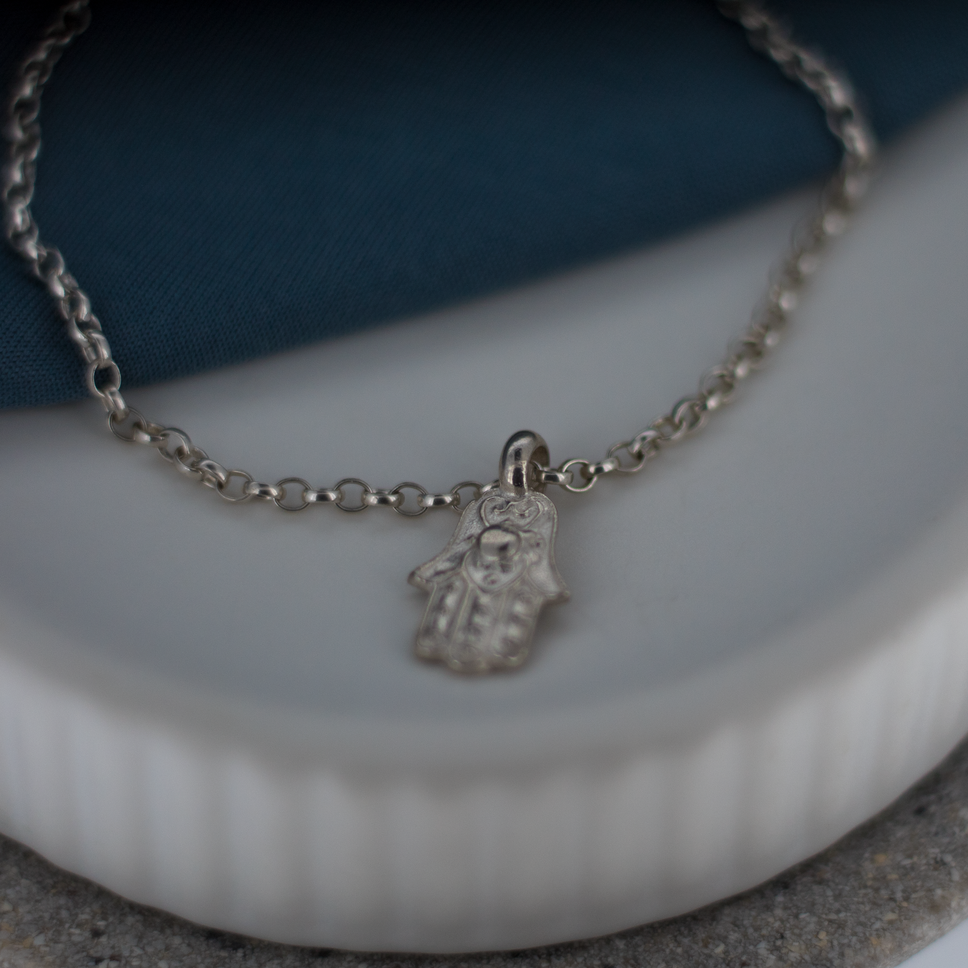 Hand of Fatima Sterling Silver Chain Bracelet