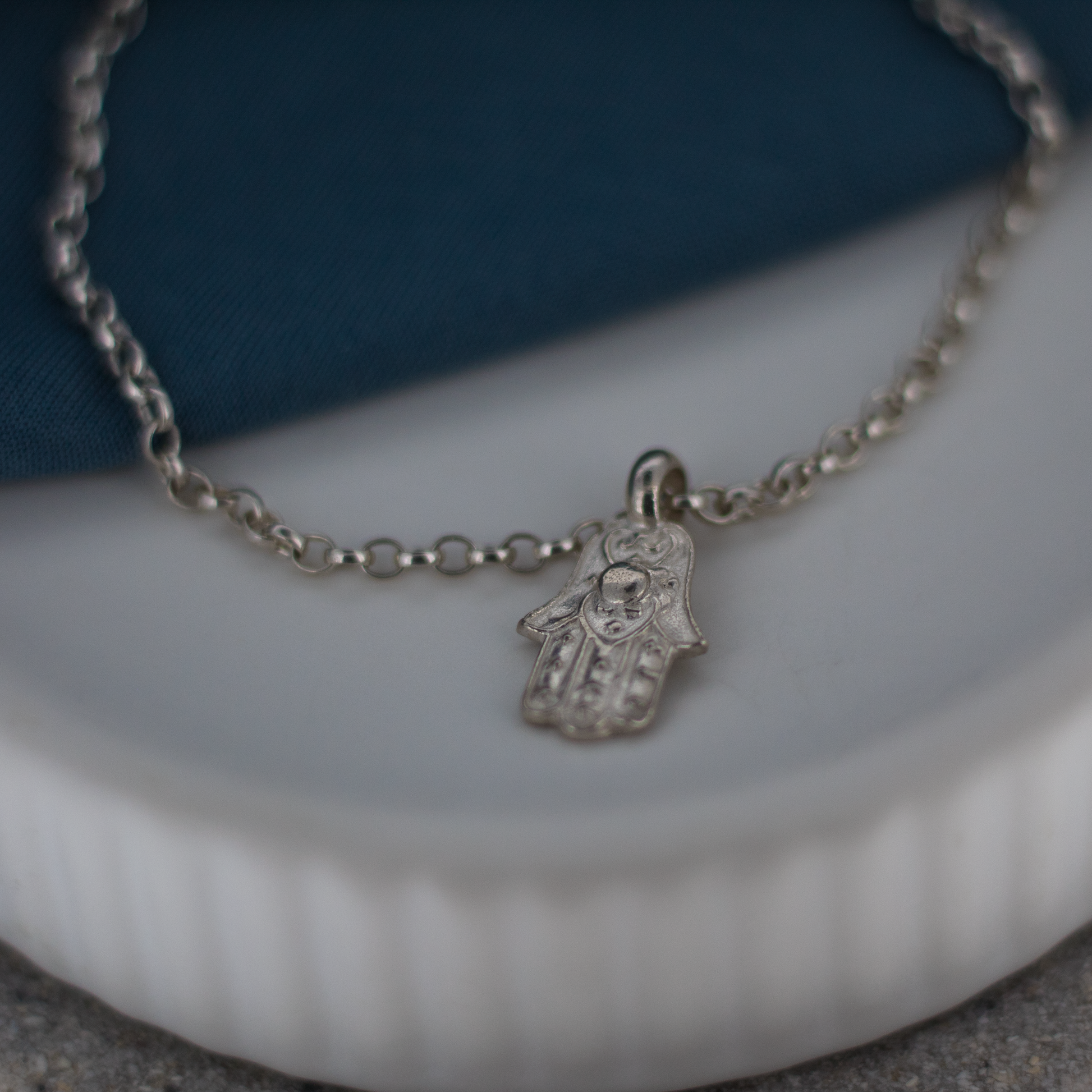 Hand of Fatima Sterling Silver Chain Bracelet
