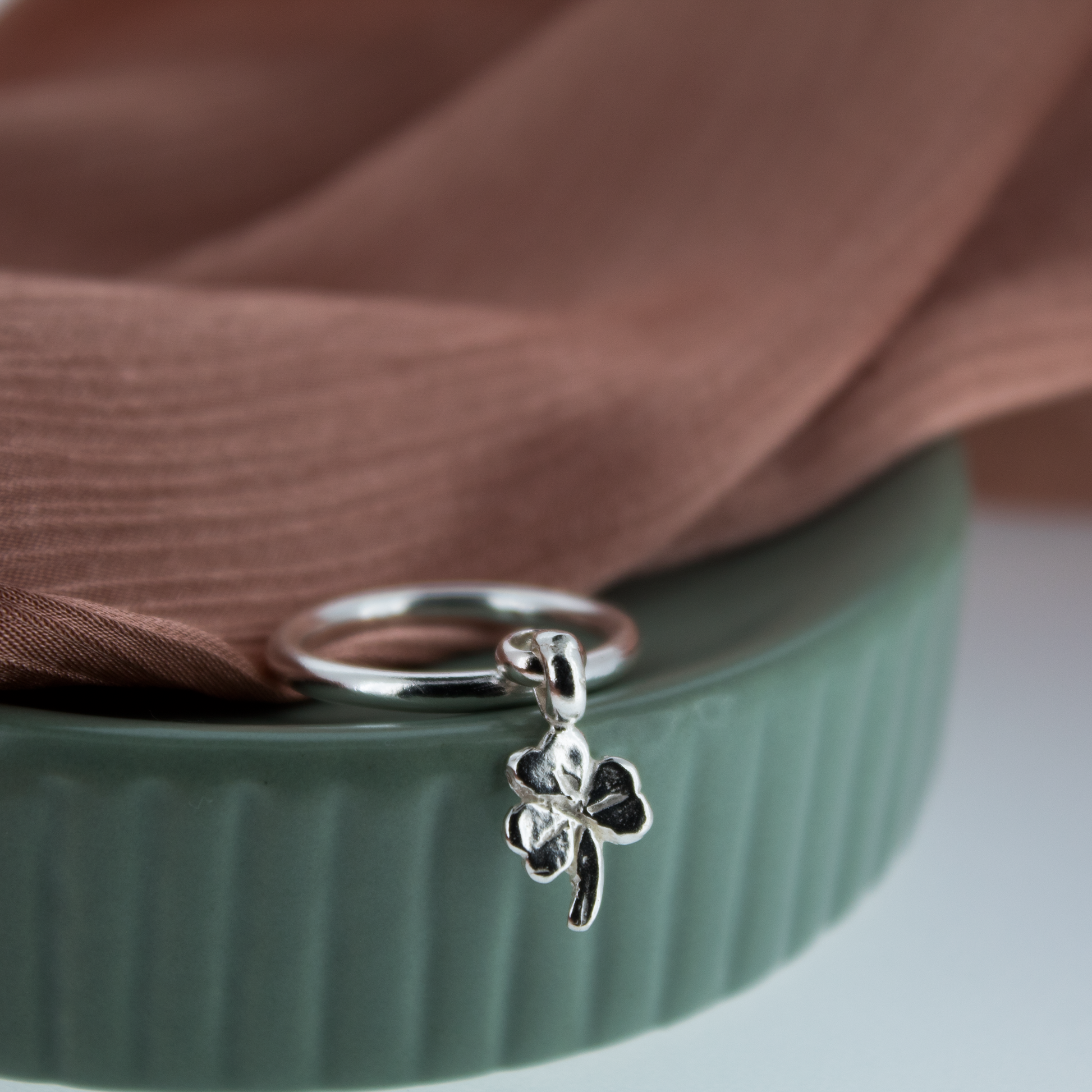 Lucky Clover Dangle Ring Sterling Silver