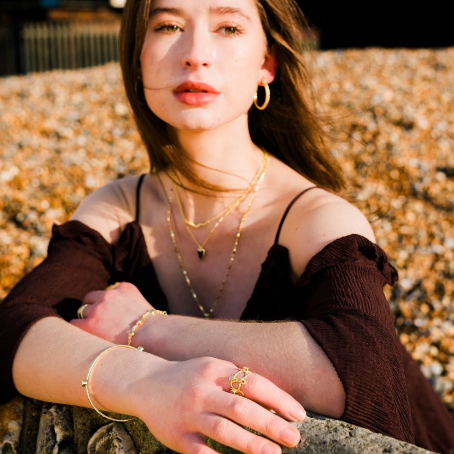 Thalia Three Stone Stacking Bangle Labradorite