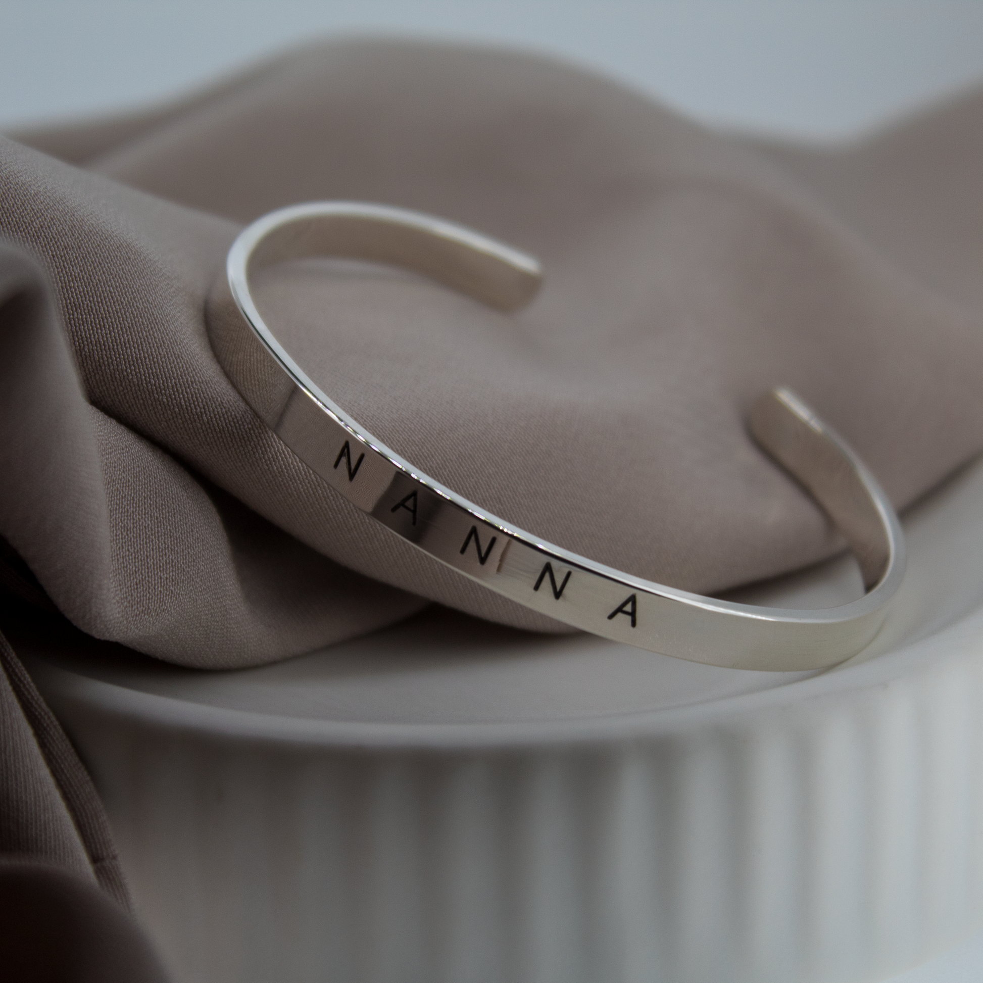 Personalised Midi Cuff Bangle in Sterling Silver
