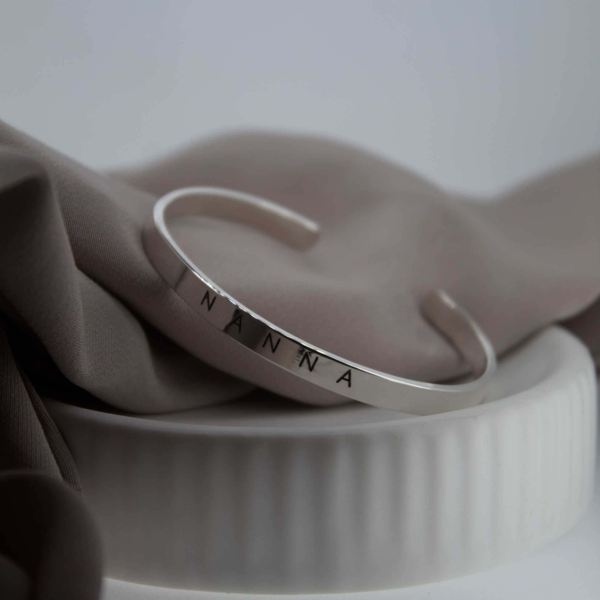 Personalised Midi Cuff Bangle in Sterling Silver