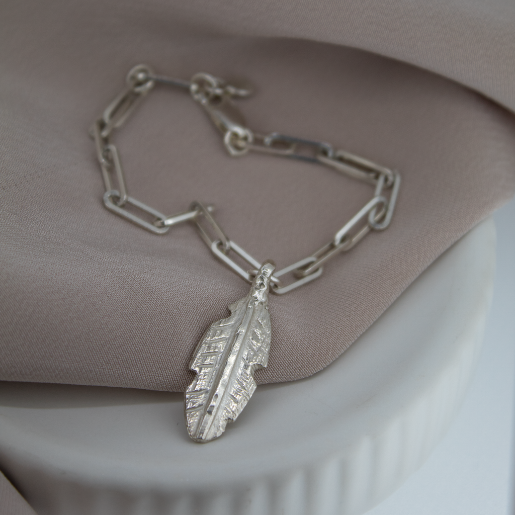 Feather Trace Chain Bracelet in Recycled Sterling Silver