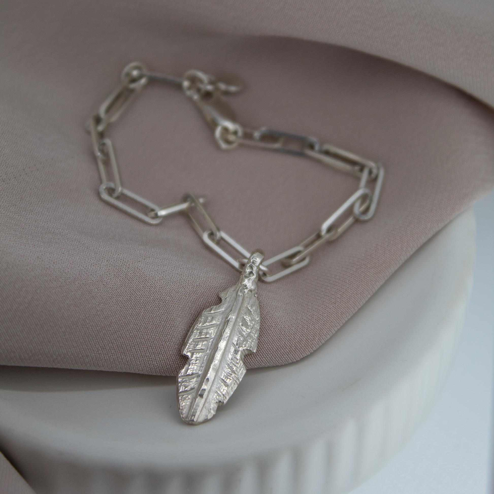 Feather Trace Chain Bracelet in Recycled Sterling Silver