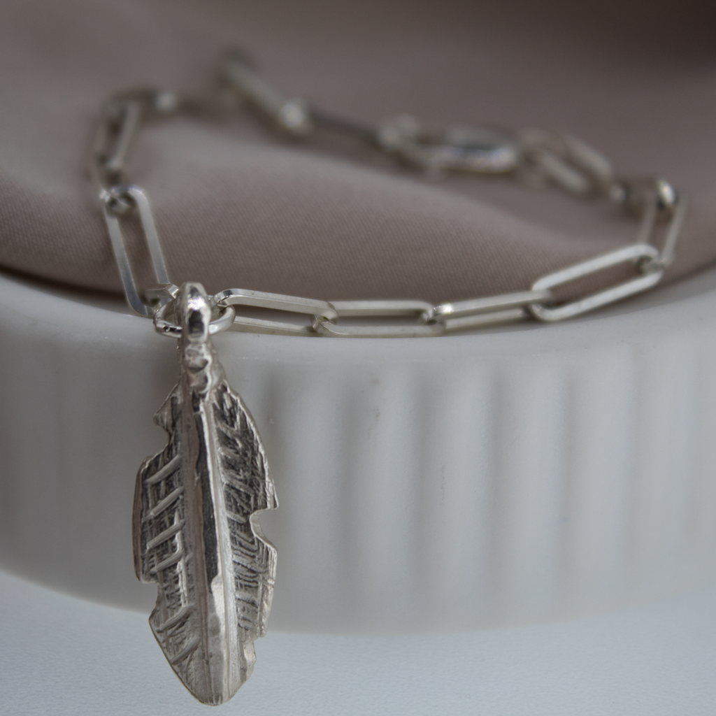 Feather Trace Chain Bracelet in Recycled Sterling Silver