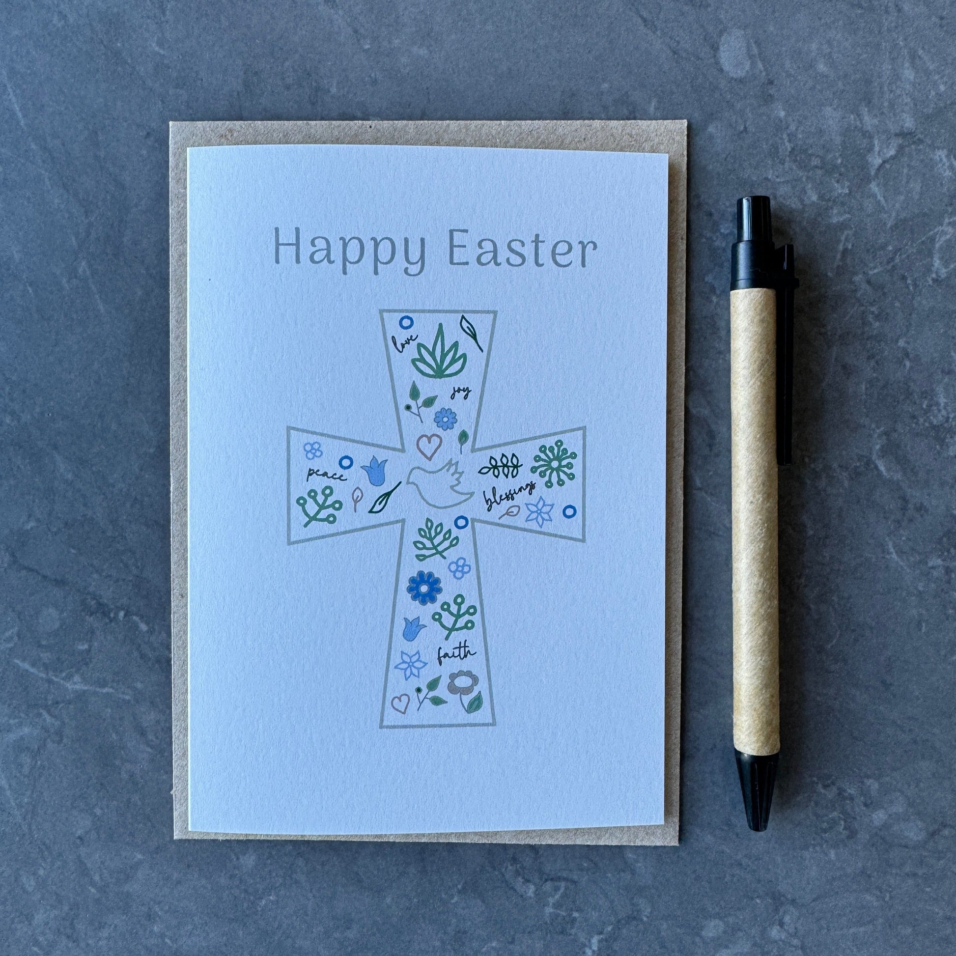 Set of 4 Easter Cards with Crucifix Illustration