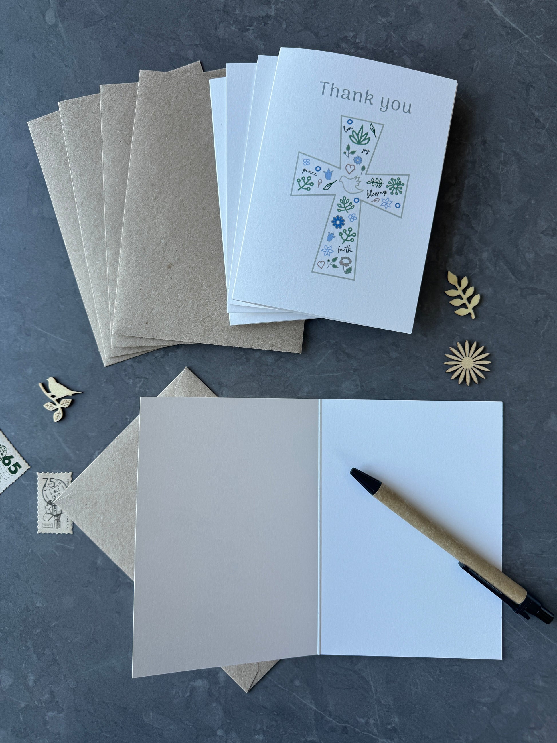 Thank You Note Card Set for Christening and Baptism Celebrations