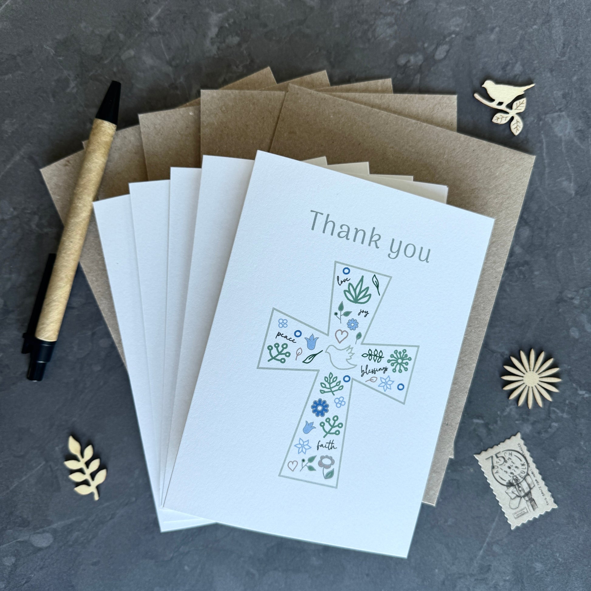 Thank You Note Card Set for Christening and Baptism Celebrations