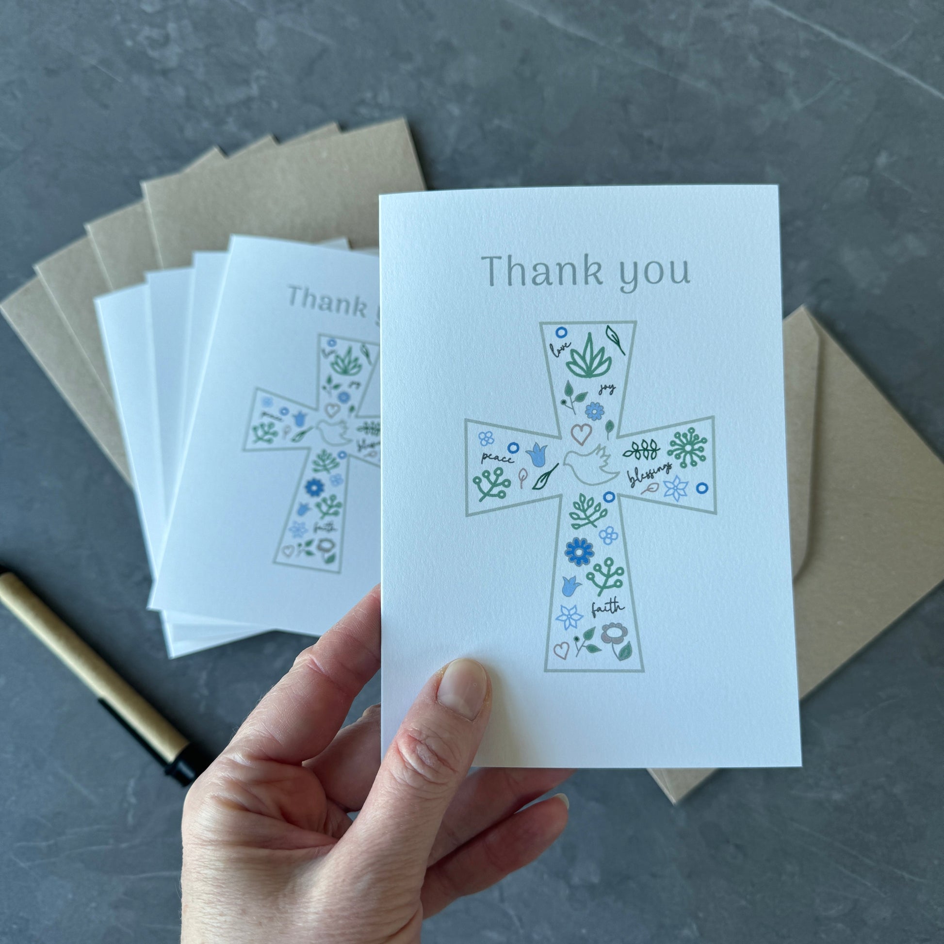 Thank You Note Card Set for Christening and Baptism Celebrations