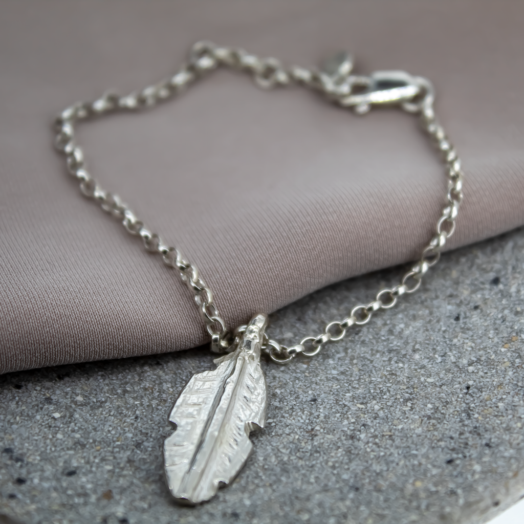 Recycled Silver Feather Chain Bracelet
