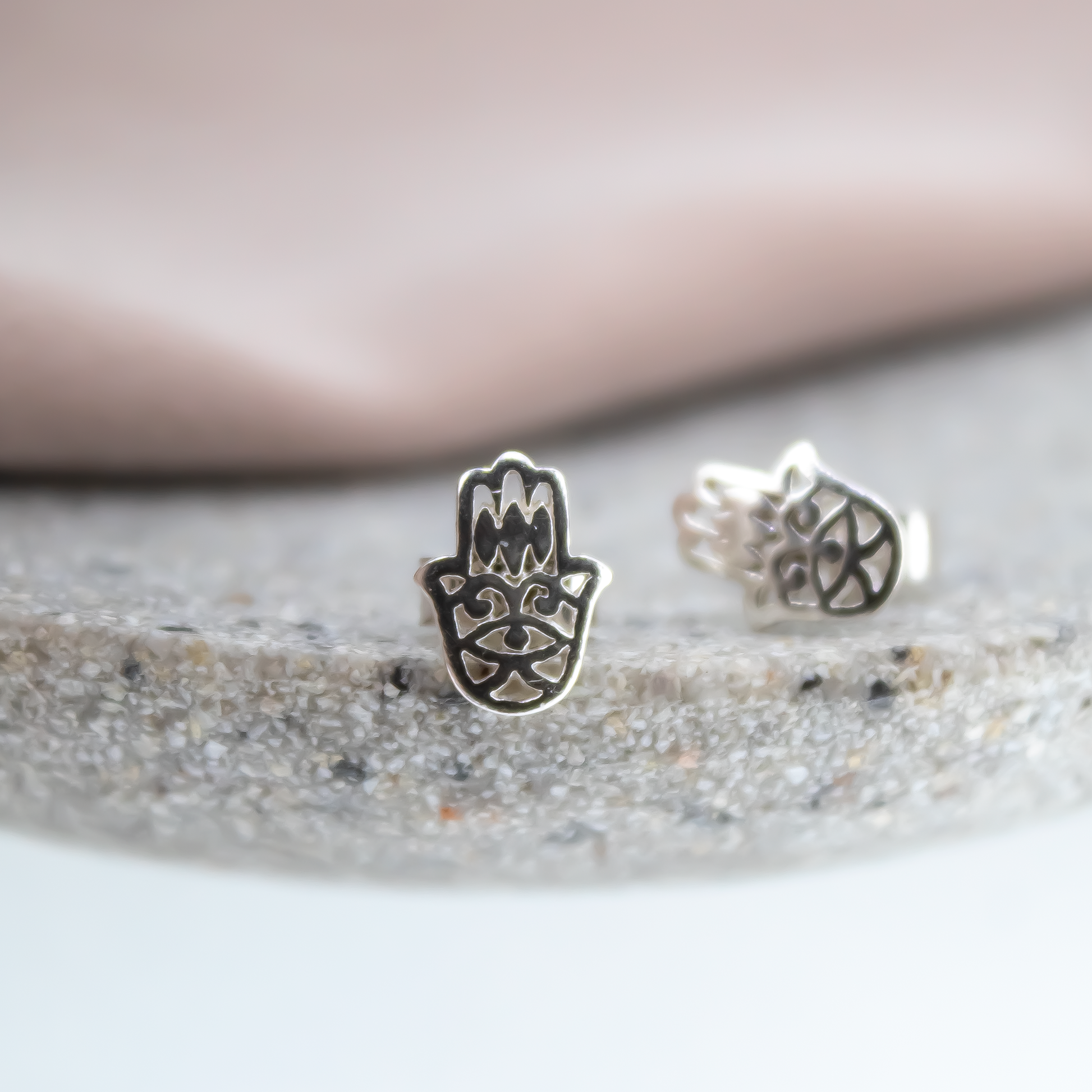 Hand of Fatima Sterling Silver Studs