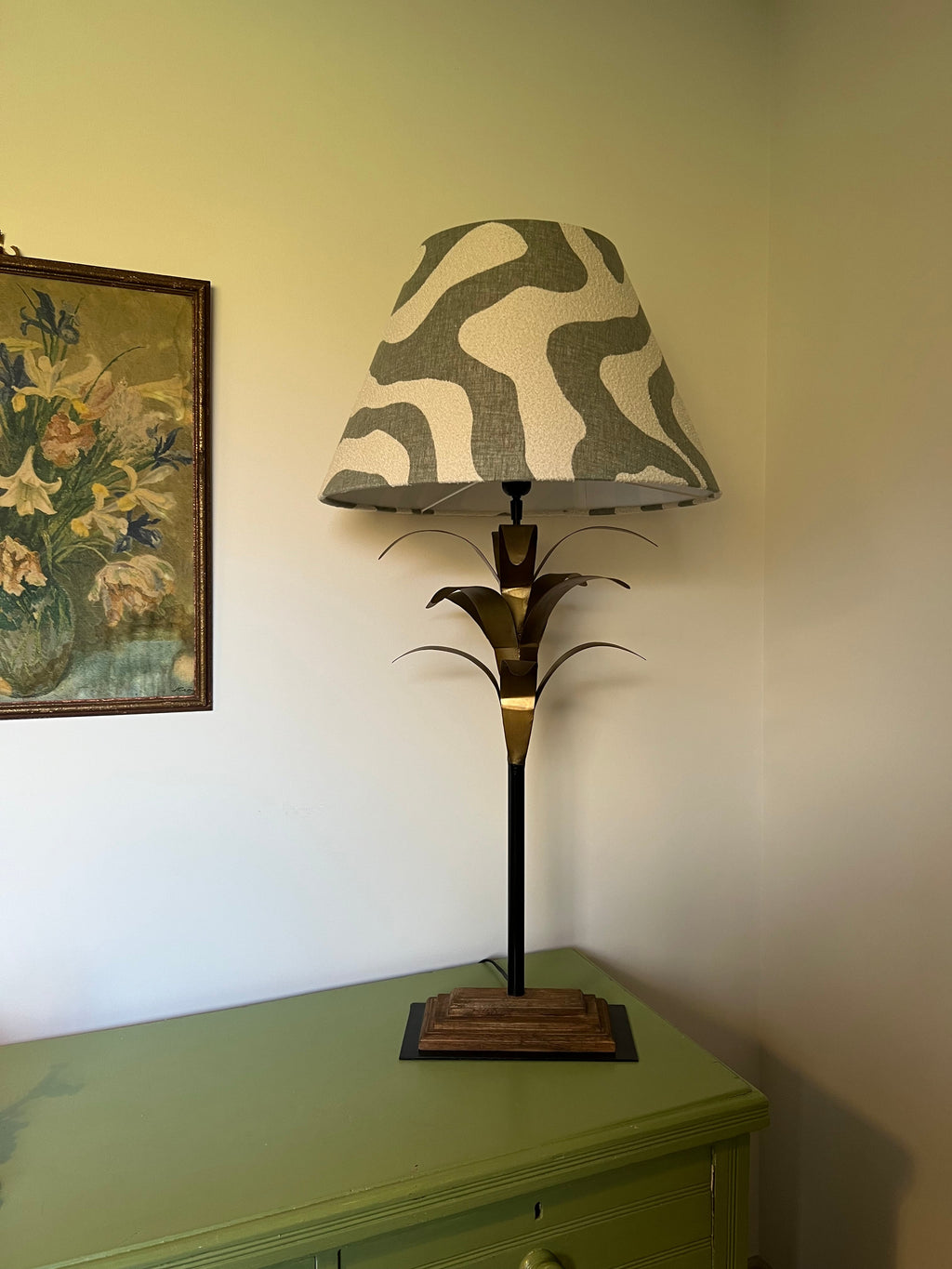 Green Wiggle coolie lampshade/ ceiling light shade, empire lampshade