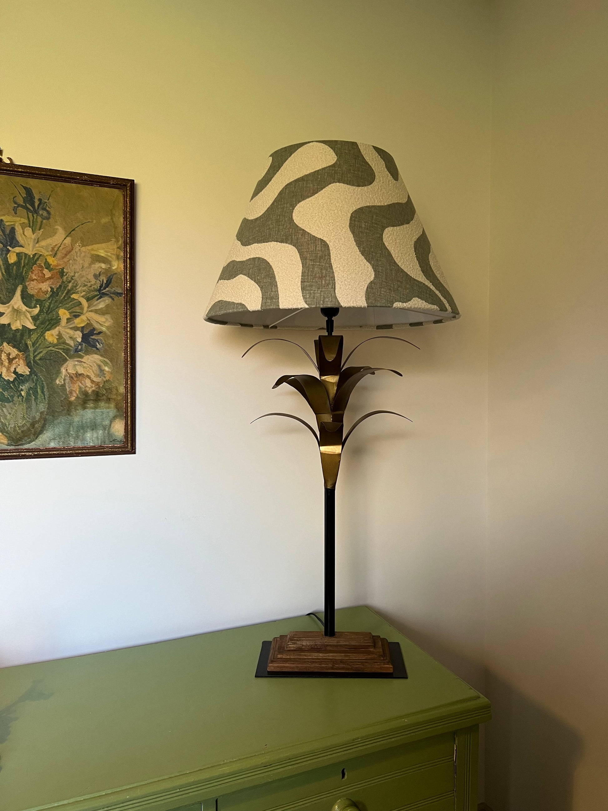 Green Wiggle coolie lampshade/ ceiling light shade, empire lampshade