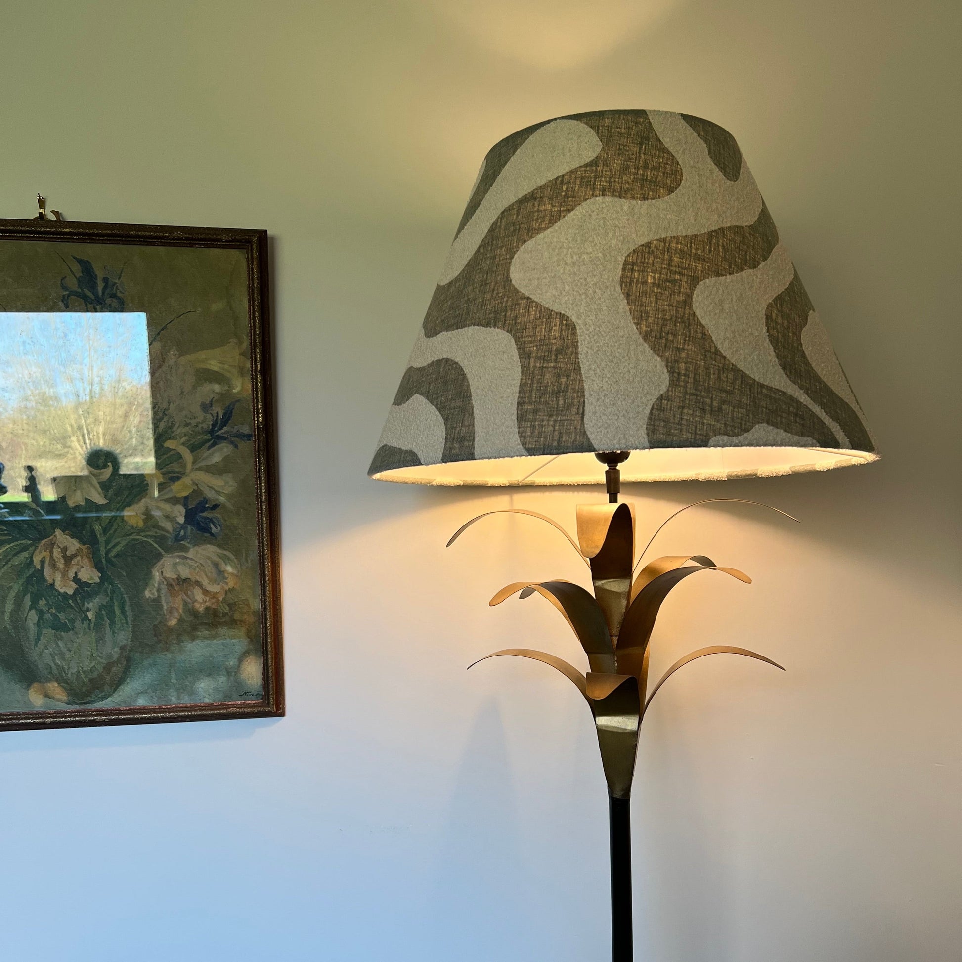 Green Wiggle coolie lampshade/ ceiling light shade, empire lampshade