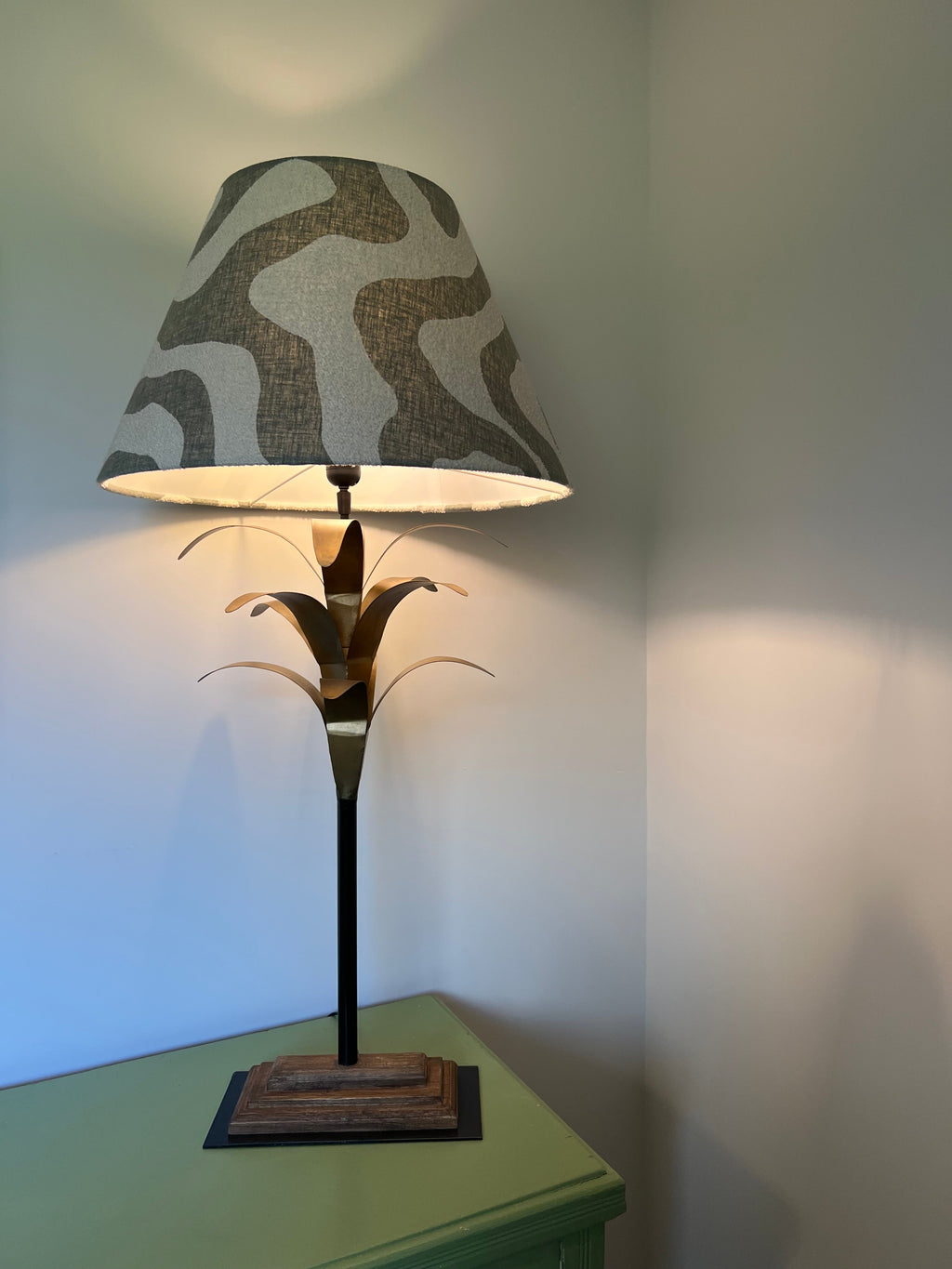Green Wiggle coolie lampshade/ ceiling light shade, empire lampshade