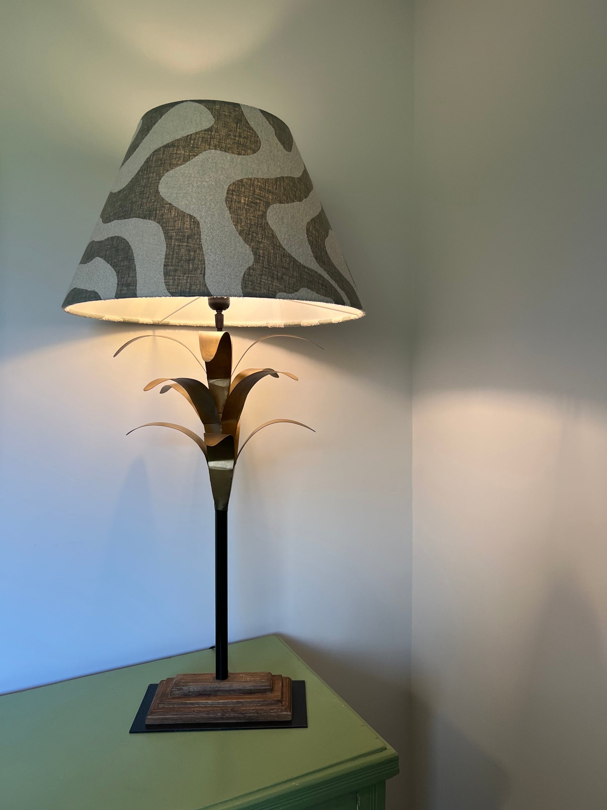 Green Wiggle coolie lampshade/ ceiling light shade, empire lampshade